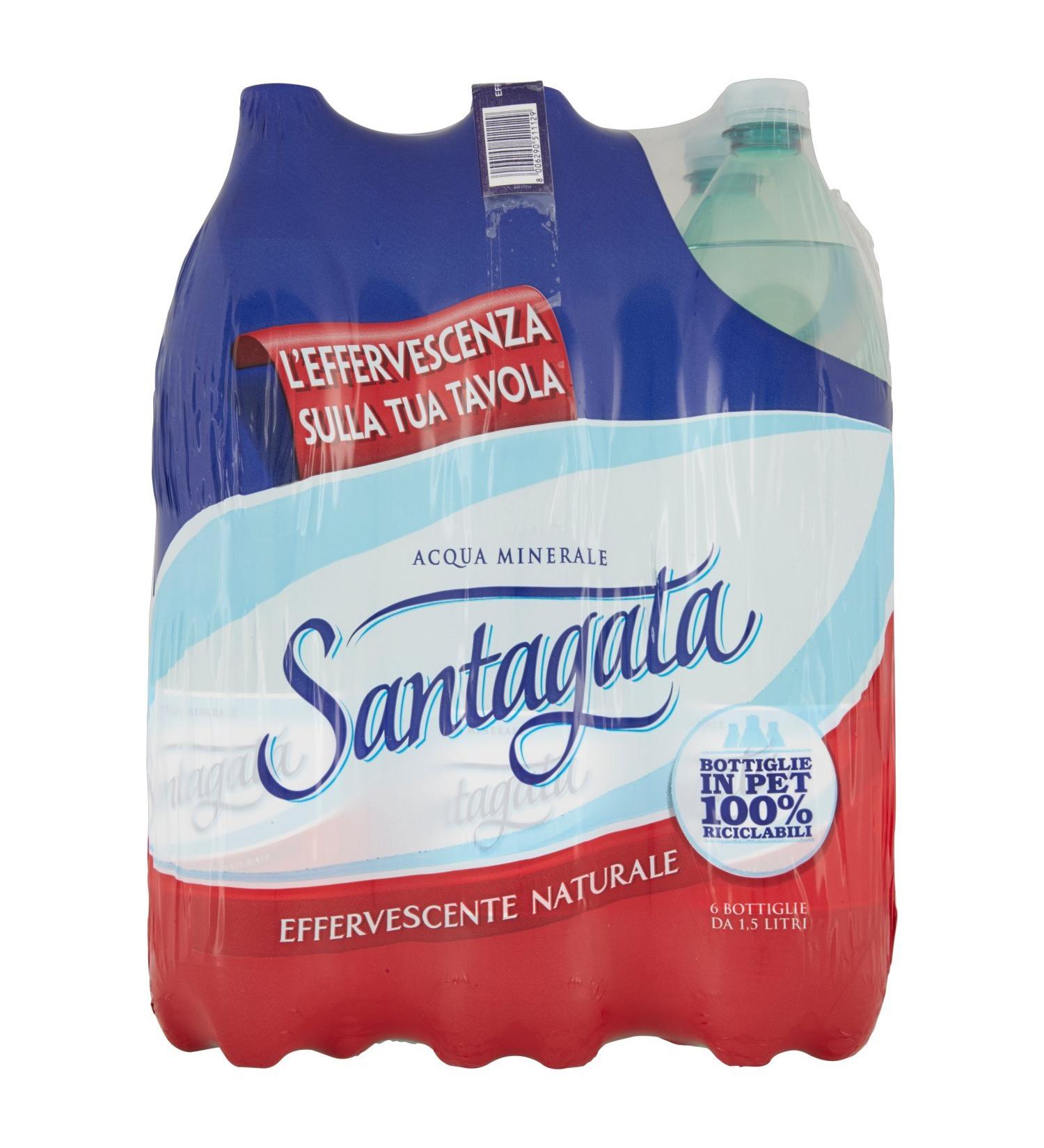Santagata Natural Sparkling Mineral Water - 6 bottles of 1.5 liters - Buy Online on GoSupps.com