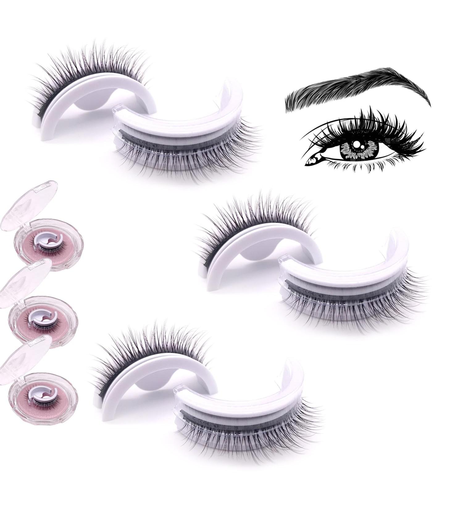 Keones Eyelashes 3pairs Keones Reusable Self Adhesive Eyelashes Waterproof Keones Lashes Glueless Eyelashes Vintara Reusable Eyelashes-Essential for Valentine's Day (3pairs A1) - Buy Online on GoSupps.com