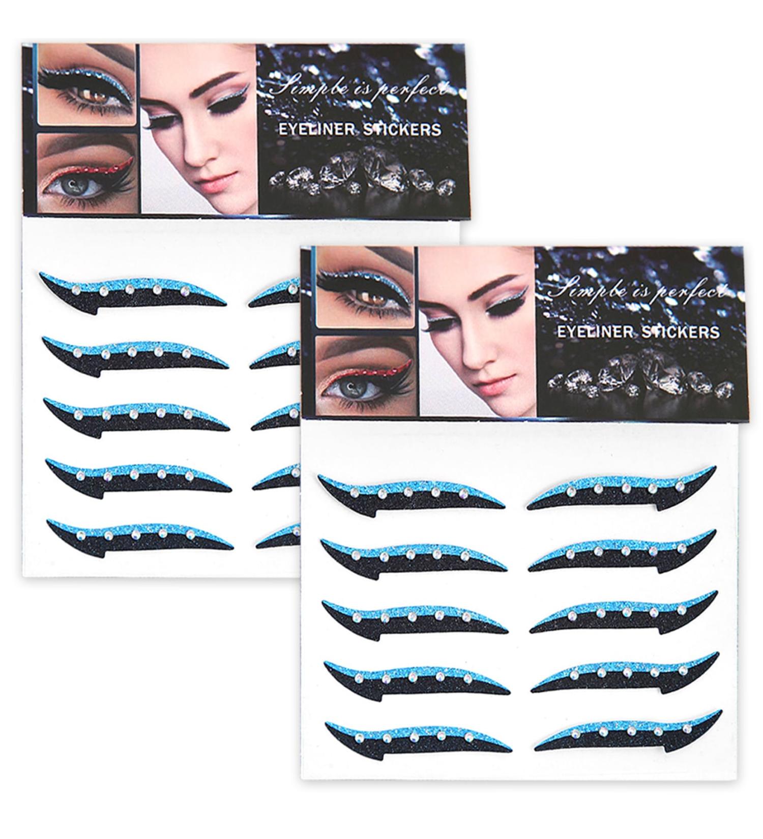 Crystal Eyeliner Stickers 10 Pairs v Reusable Glitter Eyeliner Stickers Waterproof Instant Adhesive Stick on Eyeliner Eyeshadow Strop for Dress Up Party Blue - Buy Online on GoSupps.com