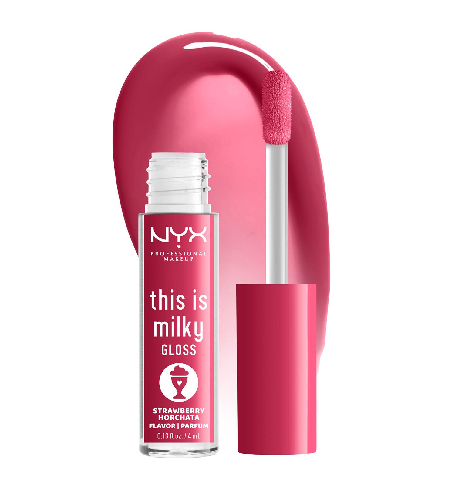 NYX Professional Makeup Strawberry Horchata Milky Gloss Lip Gloss - 12 Hour Hydration, Vegan, Mauve Pink - Scented Milkshake - Buy Online on GoSupps.com