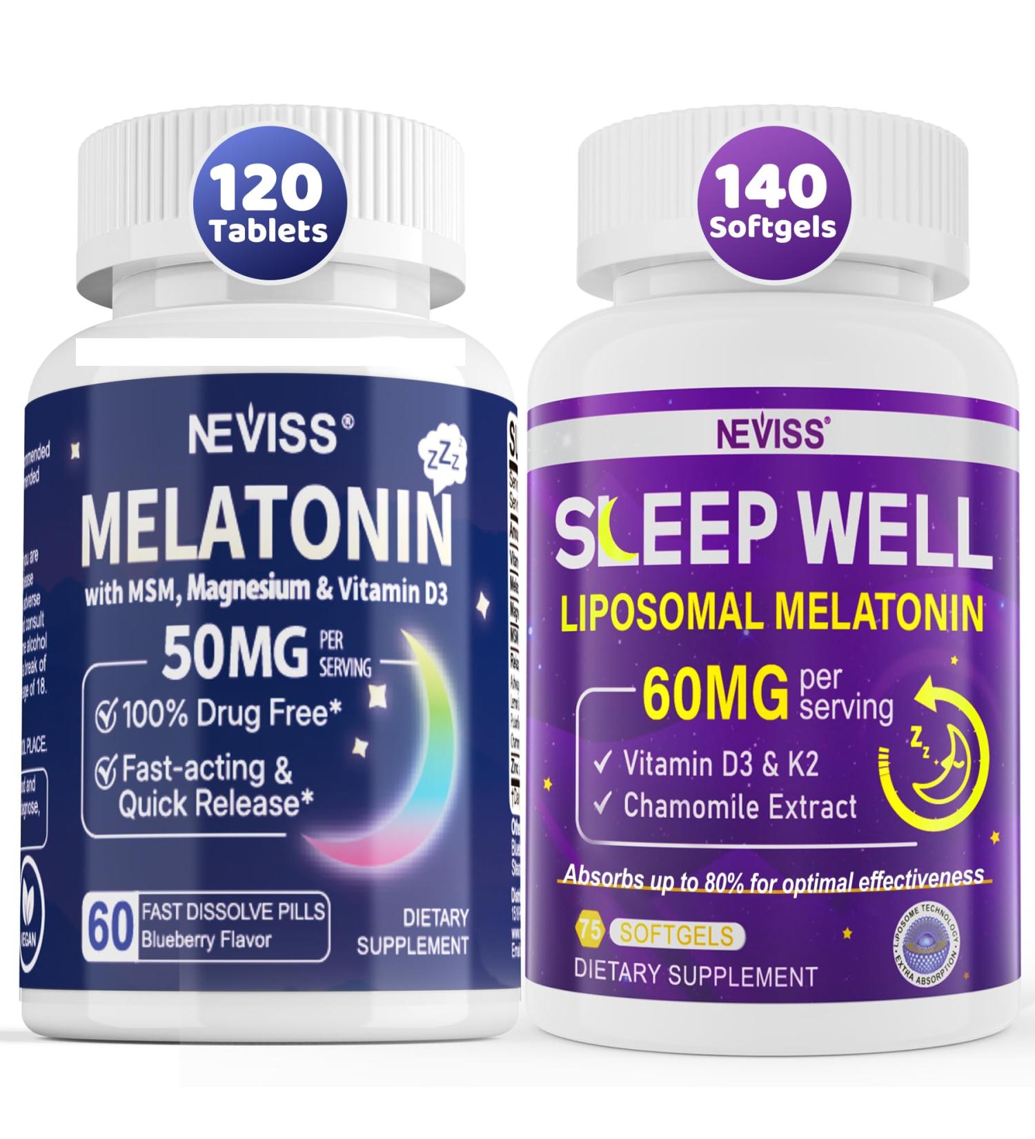 NEVISS Melatonin 50 mg Fast Dissolve Tablets + Melatonin 60mg Softgel - Buy Online on GoSupps.com