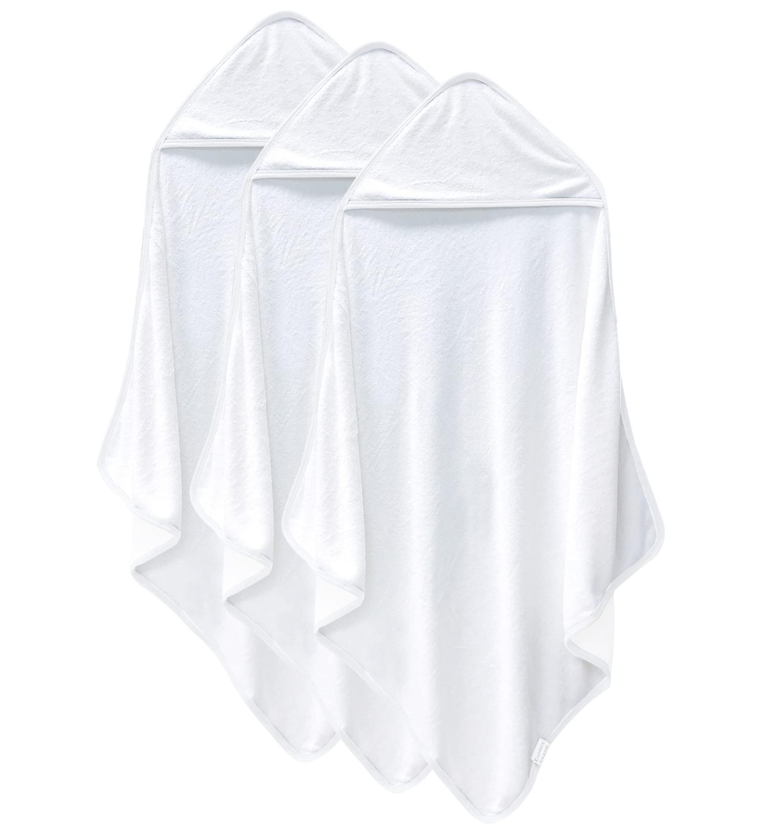 3 Pack Bamboo Baby Hooded Towels - Ultra Soft Unisex Bath Towels for Babies - Newborn Essential - Highly Absorbent Toddler Towels in White - Buy Online on GoSupps.com