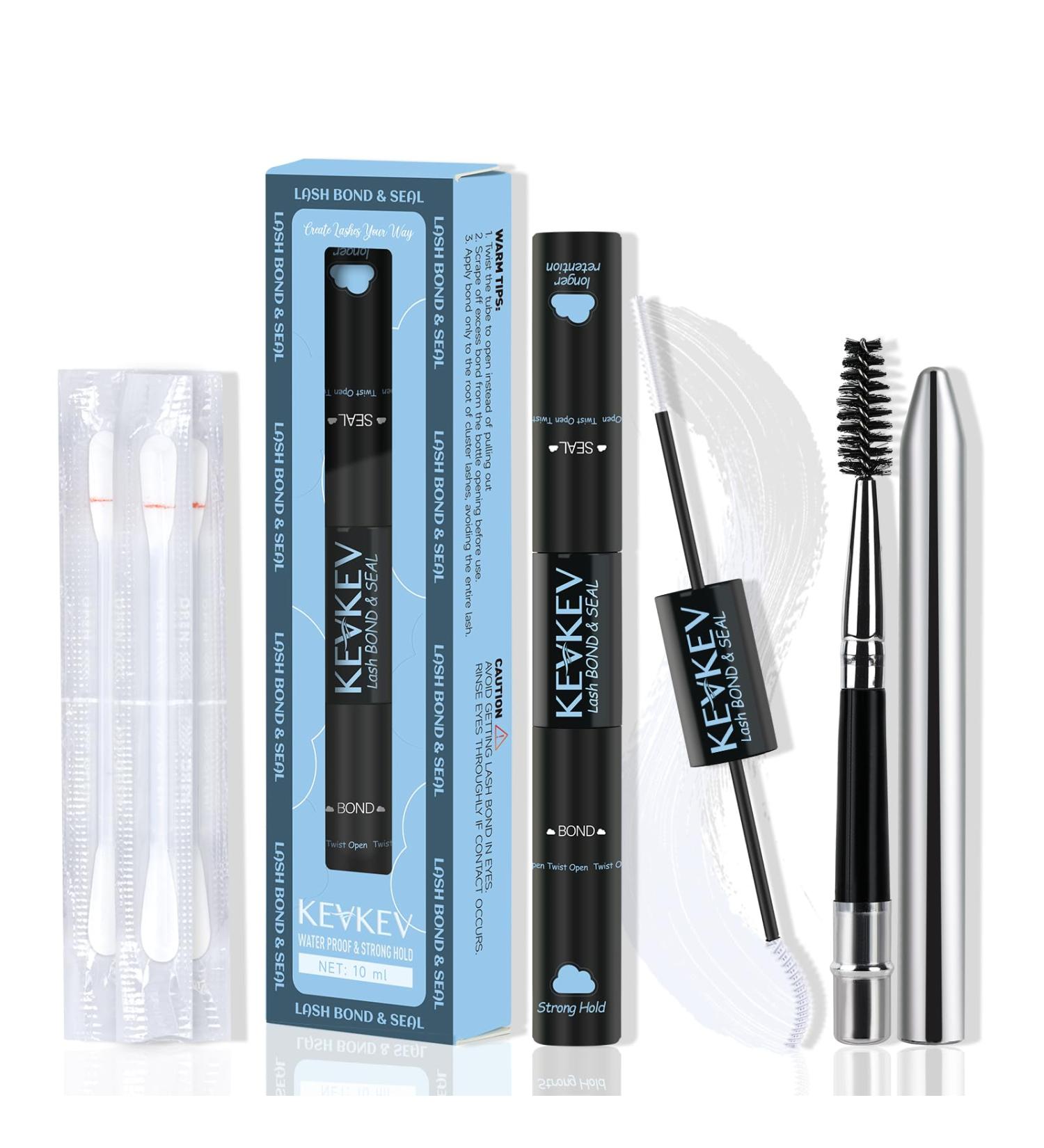 KevKev Lash Bond and Seal - Waterproof Cluster Eyelash Glue with Brush & Remover | 72 Hour Strong Hold (10ml - Buy Online on GoSupps.com