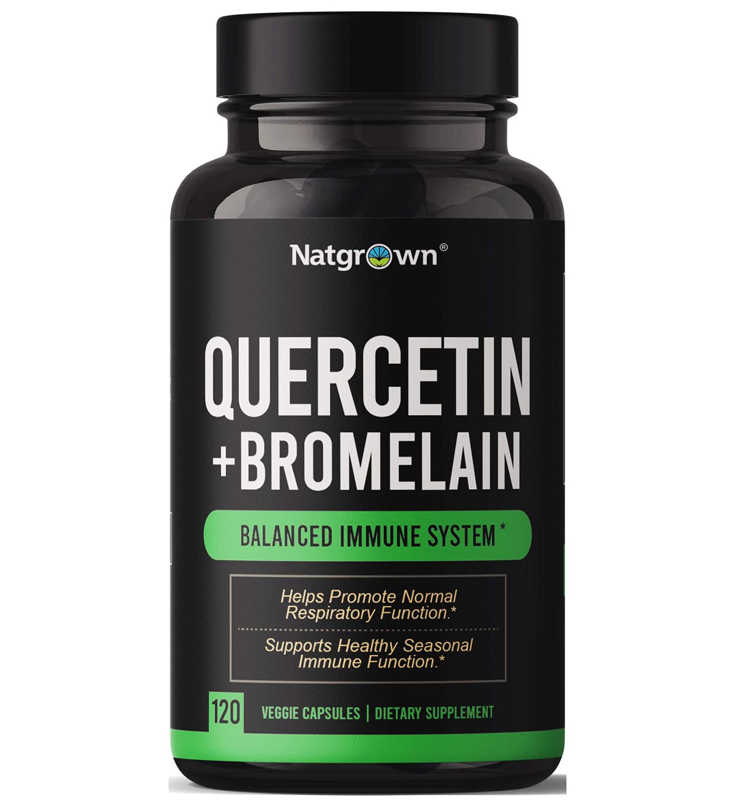 Natgrown Quercetin with Bromelain Supplement Complex - 120 Capsules 120 Count (Pack of 1) - Buy Online on GoSupps.com