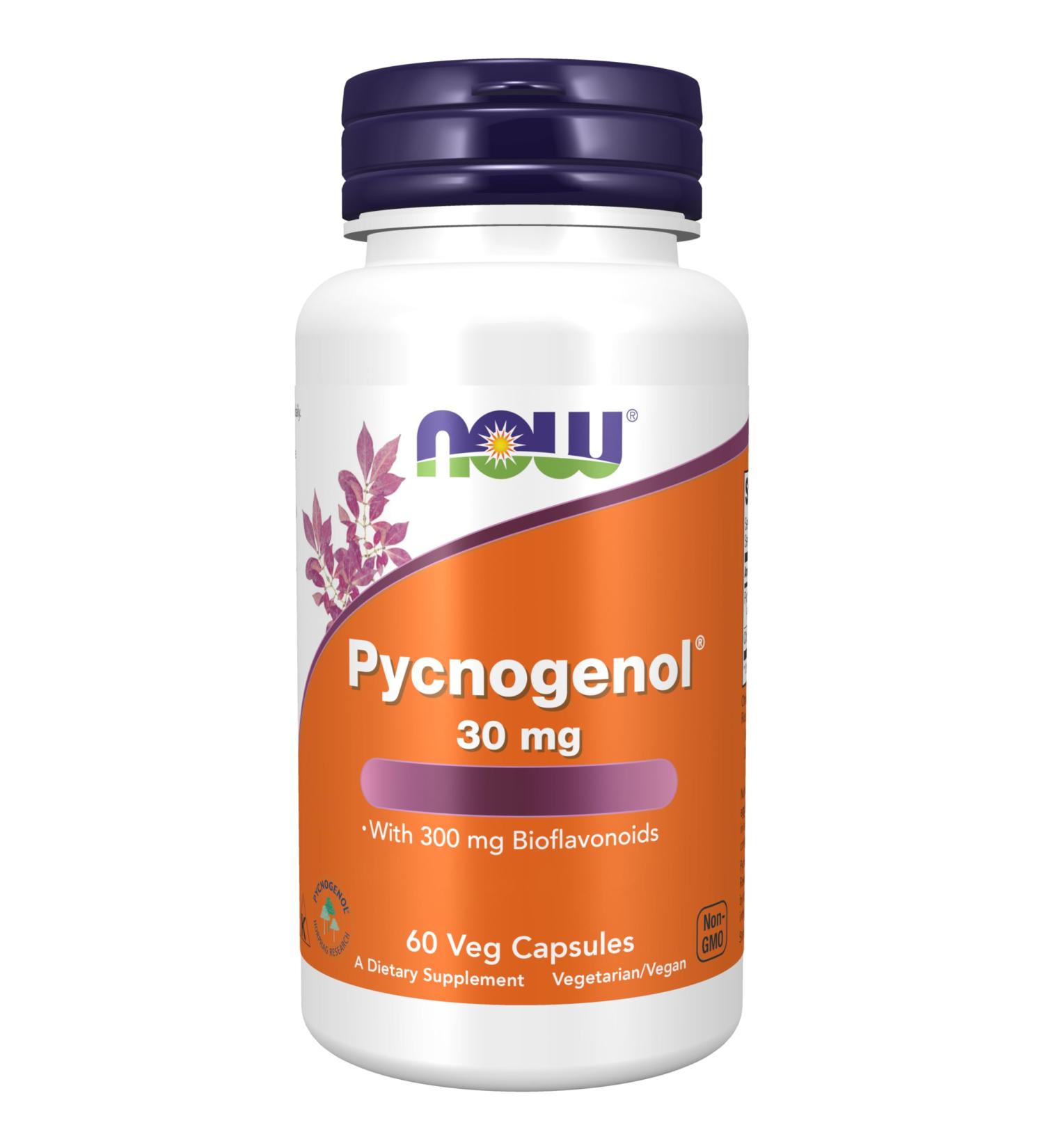 NOW Foods Pycnogenol 30mg Pine Bark Extract 60 Vegan Capsules - Lab-Tested, Soy-Free, Gluten-Free, Vegetarian, Non-GMO - Buy Online on GoSupps.com
