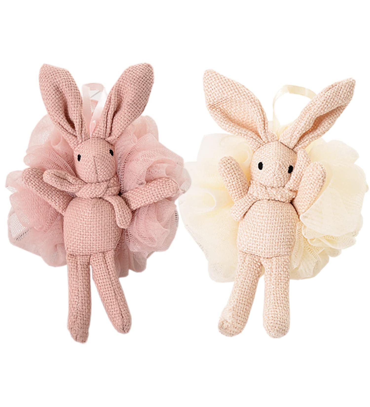 Shop Bath Sponge Shower Loofah Set - Kids Pink & White Rabbit Sponges for Travel & Bathing - Buy Online on GoSupps.com