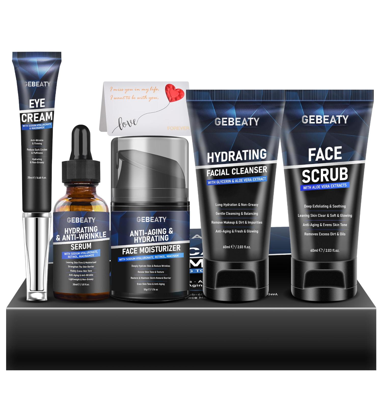 Mens Skin Care Kit Skin Care for Men Deep Hydrate Moisturize Firm Skin Gentle Men's Facial Skin Care Routine Kit for Men Christmas Valentines Birthday Gifts for Him Boyfriend Husband Fathers Dad 5 Piece Set - Buy Online on GoSupps.com