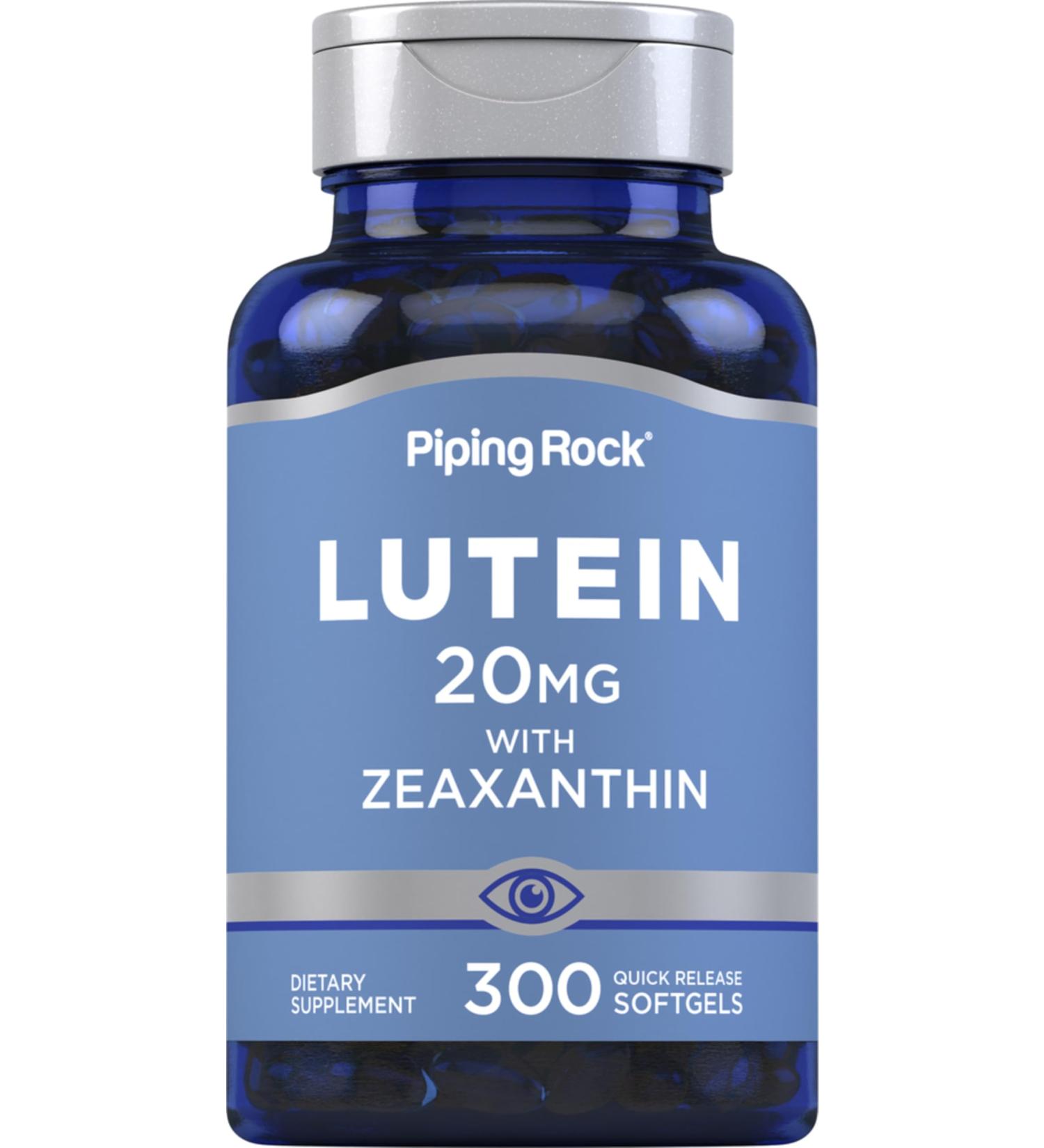 Piping Rock Lutein and Zeaxanthin Supplement | 20 mg | 300 Softgels | Eye Vitamin from Marigold Extract | Non-GMO Gluten Free - Buy Online on GoSupps.com