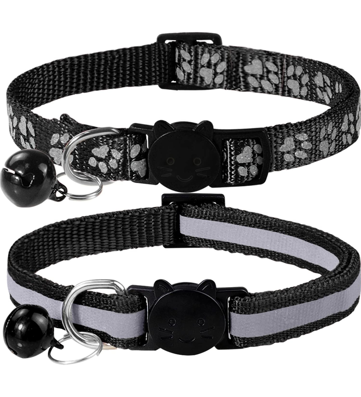 Taglory Reflective Cat Collars 2 Pack with Bell | Breakaway Girl Boy Kitten Collar | Adjustable 7.5-12.5 inches | Black - Buy Online on GoSupps.com