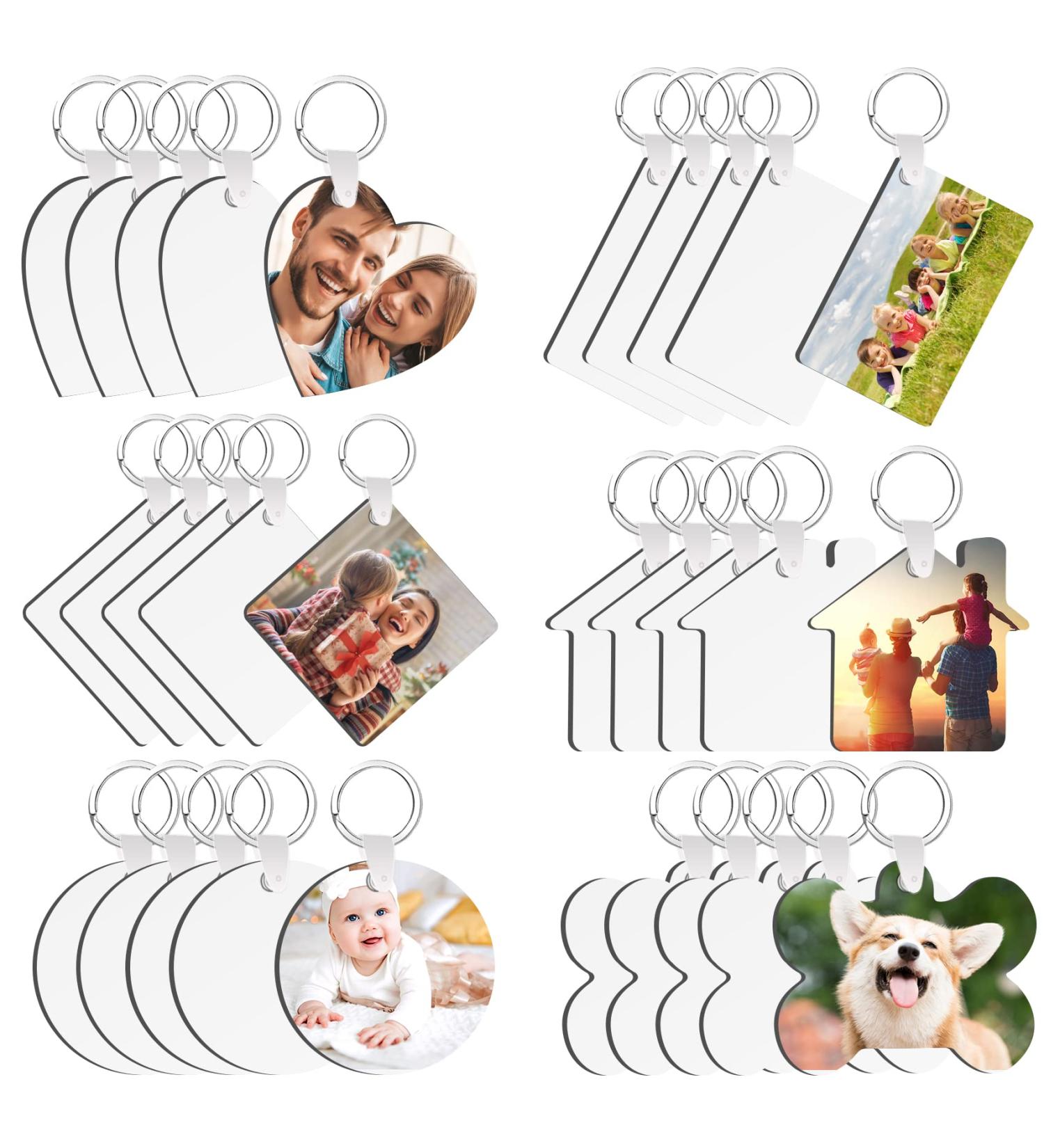 90Pcs Sublimation Keychain Blanks Bulk - DIY MDF Keychains with Rings for Heat Transfer - Double-Sided Printed - 6 Shapes Ornament Blanks - Buy Online on GoSupps.com