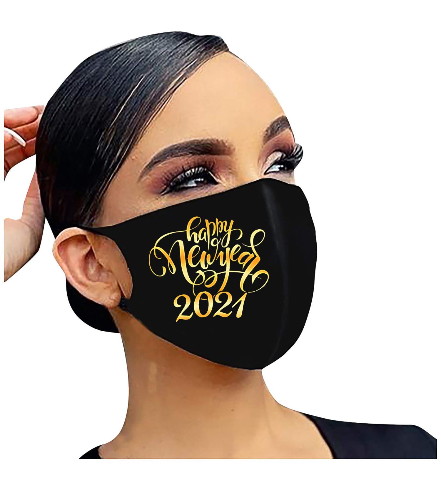 Happy New Year Dust Windproof Reusable Face Balacava With Adjustable Elastic Bands for Camping Travel Black Reusable Washable Face Bandanas Outdoor Neck Gaiter 1PC 1126-367 - Buy Online on GoSupps.com