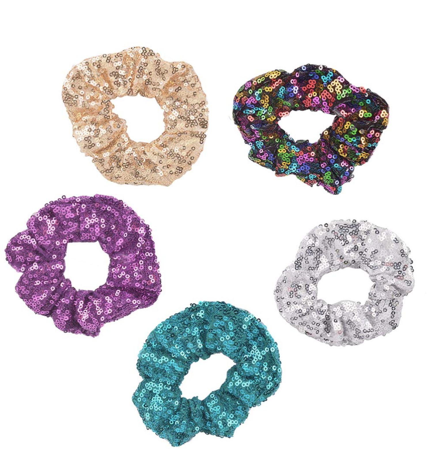 Beaupretty 5-Piece Sequin Hair Ties | Sparkling Elastic Ponytail Holders & Hair Jewelry for Women & Girls - Buy Online on GoSupps.com