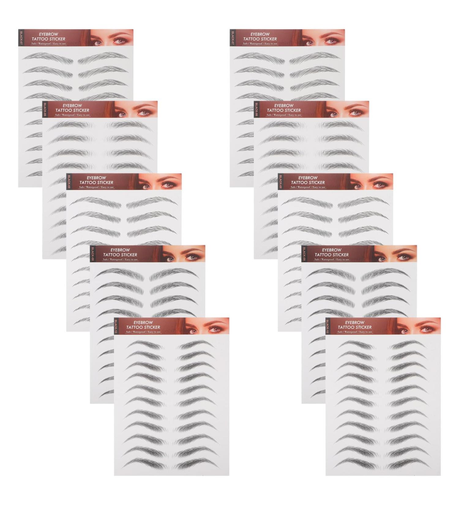 Lot de 10 Autocollants pour Sourcils en Relief Imperm ables Noirs Autocollants de Maquillage Cr atifs pour Sourcils Naturels et R alistes Adapt s Soins F minins - Buy Online on GoSupps.com
