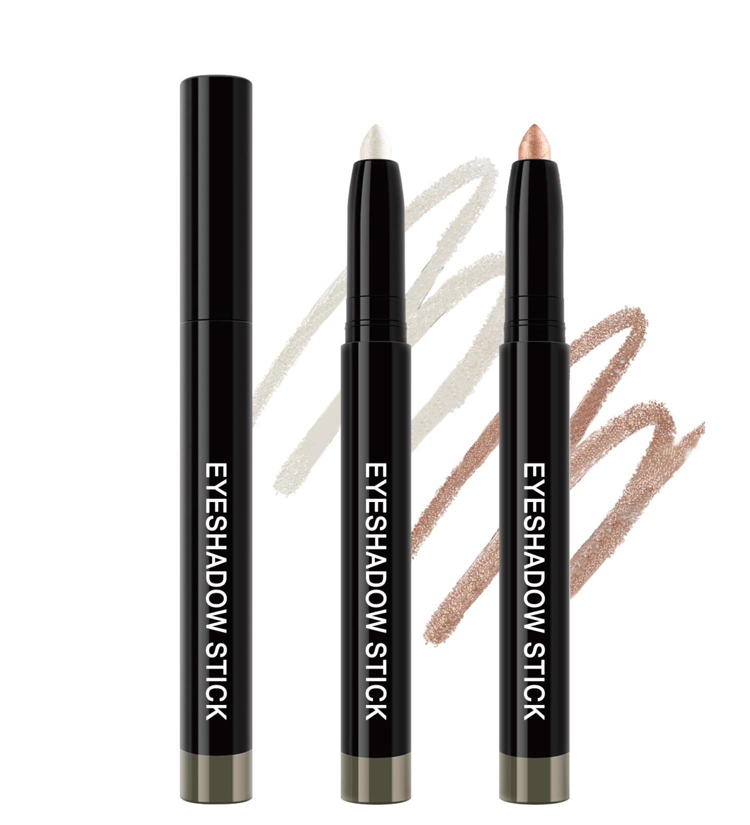 Lestpola Glitter eyeshadow stick 2 pieces silver bronze glitter eyeshadow stick with sharpener waterproof longlasting cream smooth shine Crayon eyeliner highly pigmented sparkling eye makeup 01 - Buy Online on GoSupps.com