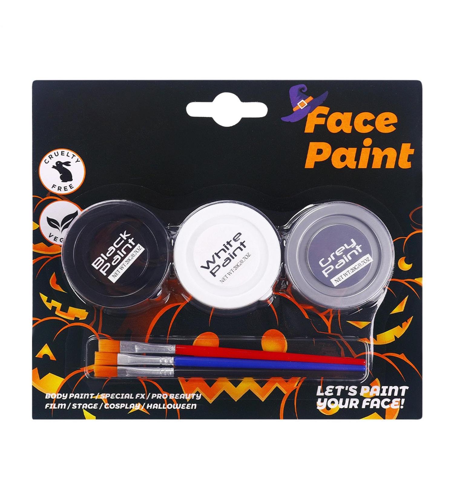 Adult Body Paint Washable Makeup Cream - 3 Colors Water-Soluble Paint for Body and Face - For Costumes Adults Women Clown Vampire Witch Skeleton