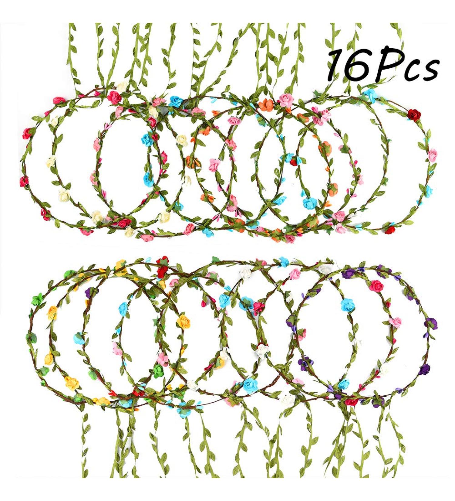 FEPITO 16 Pieces Flower Crown Headband Garland - Perfect for Festivals & Weddings - Buy Online on GoSupps.com