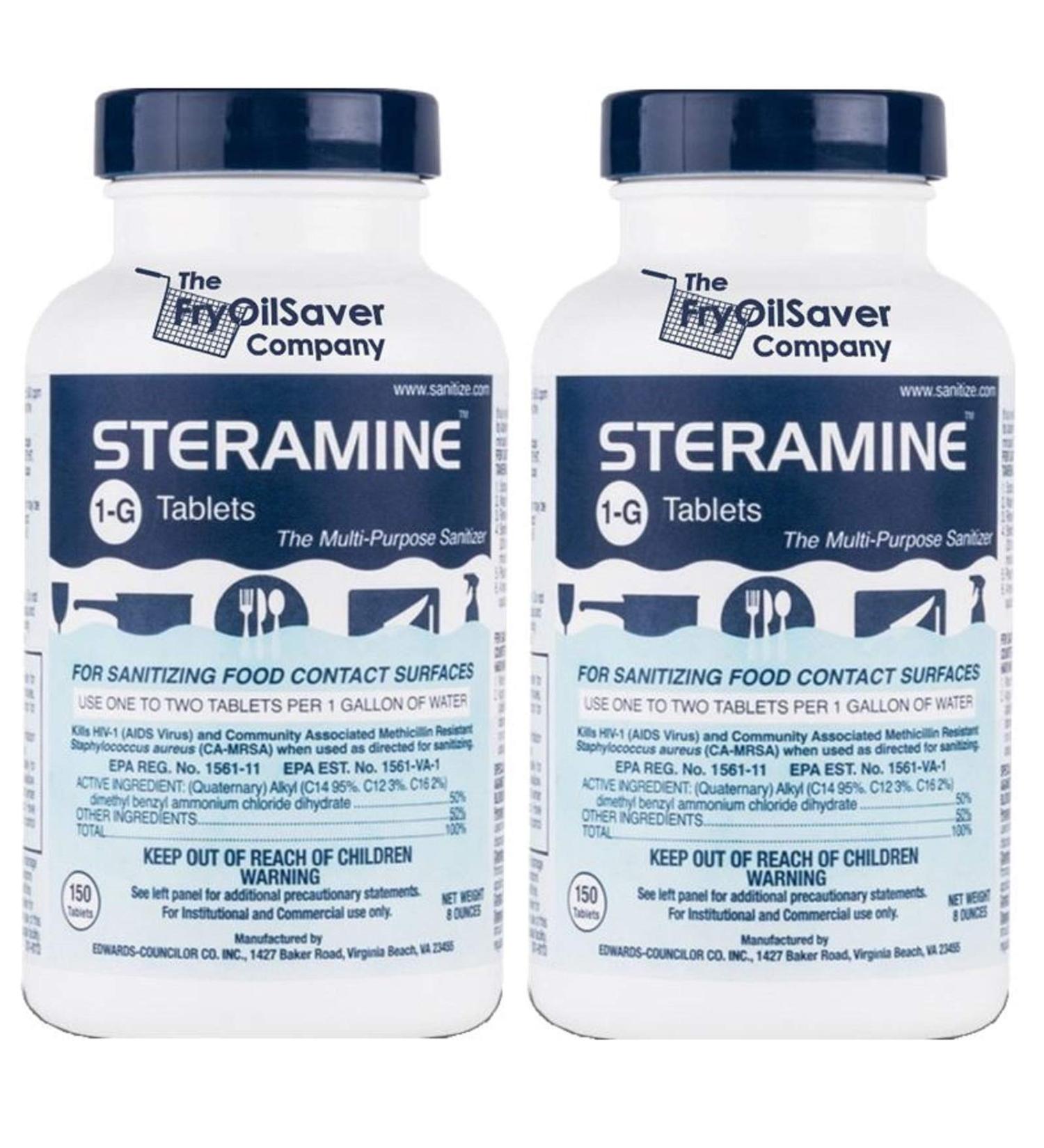 2 x Steramine Sanitizing Tablets - 300 Tablets for Food Contact Surfaces - Kills E-Coli, HIV, Listeria - 1-G, Blue, Pack of 2 - Buy Online on GoSupps.com