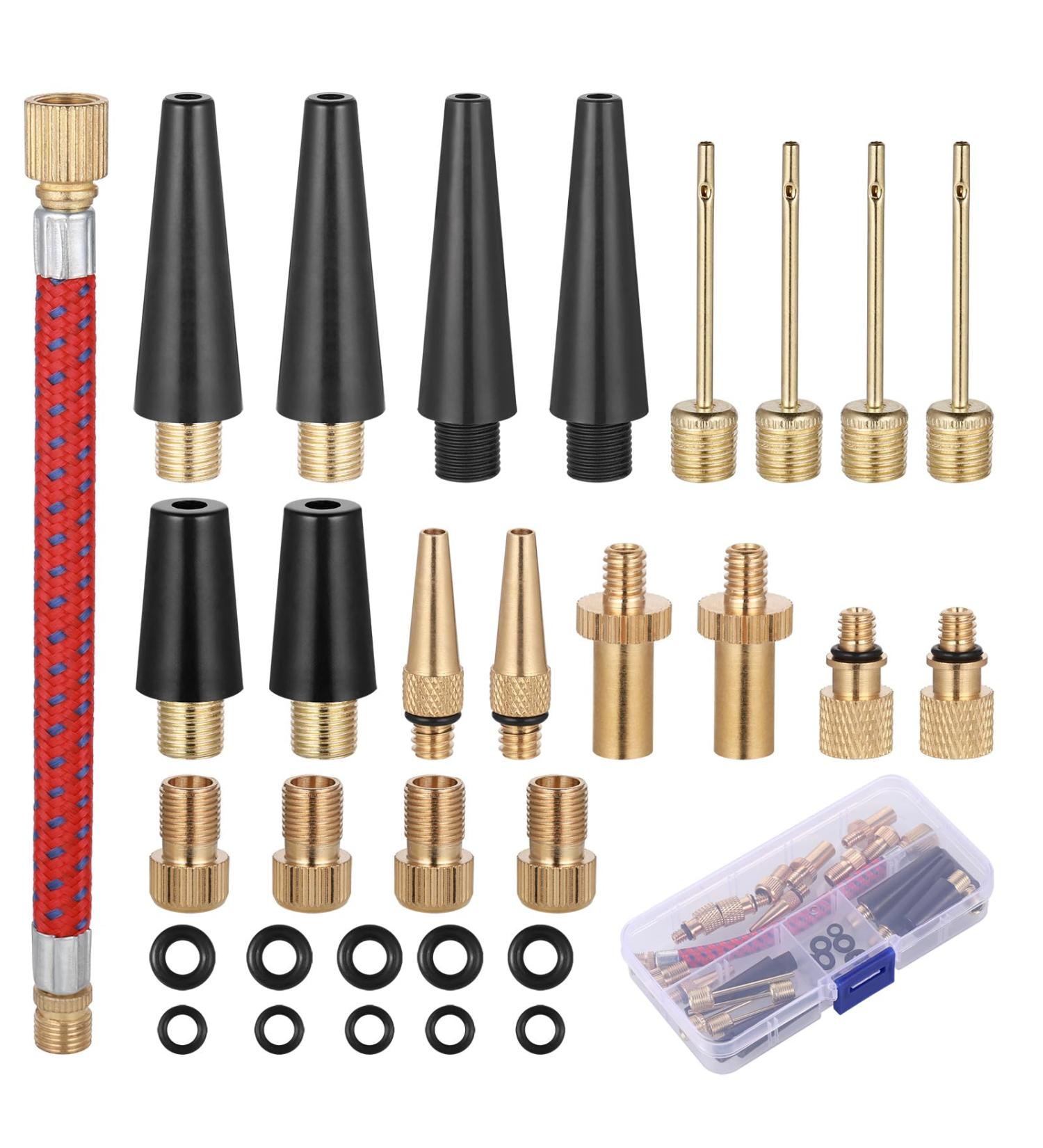 Hejo 33-Piece Bicycle Valve Adapter Set | French Valve & Air Pump Adapters | Metal with Sorting Box for Pumps & Compressors - International Shipping Available - Buy Online on GoSupps.com