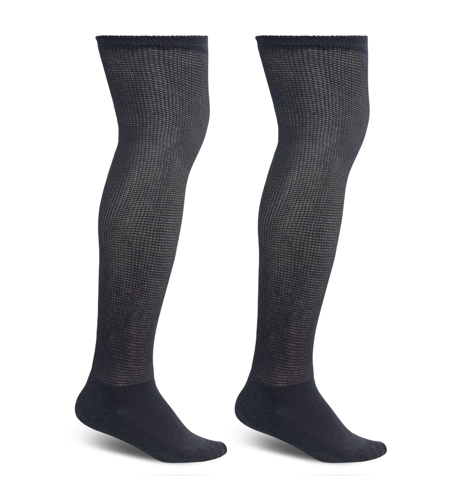 Men's Bamboo Diabetic Over the Knee Socks - Circulatory Loose Fit, Seamless Moisture Wicking for Smelly Foot - Black, Size 13-15 (2 Pairs) - Buy Online on GoSupps.com