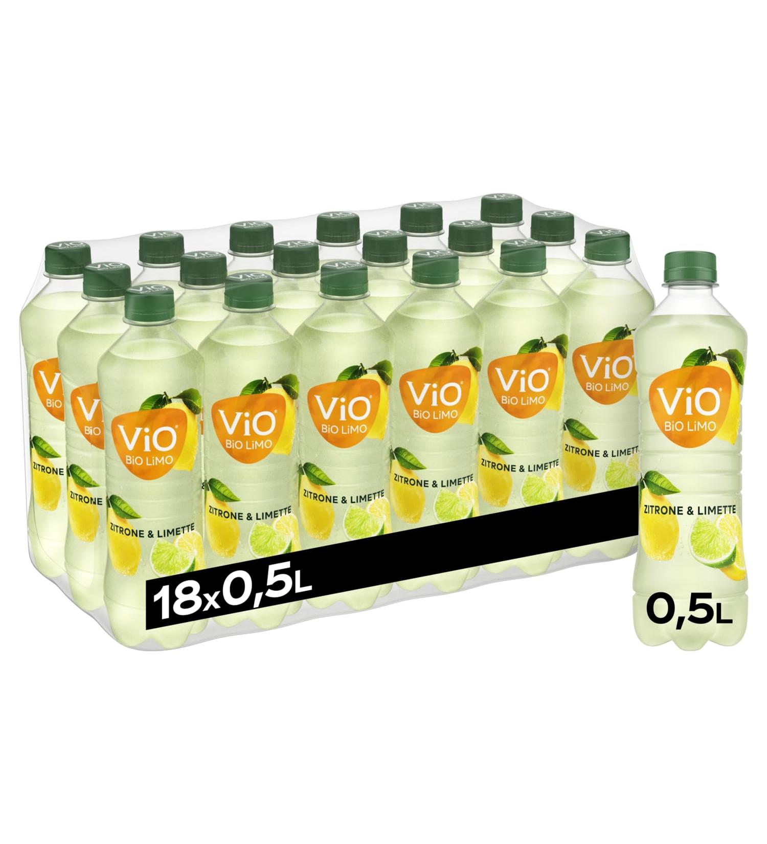 Vio Bio Limo Lemon Limette - Vegan Organic Lemonade (10% Juice) in Eco-Friendly 100% Recyclable Bottles | 18x500ml  - Buy Online on GoSupps.com