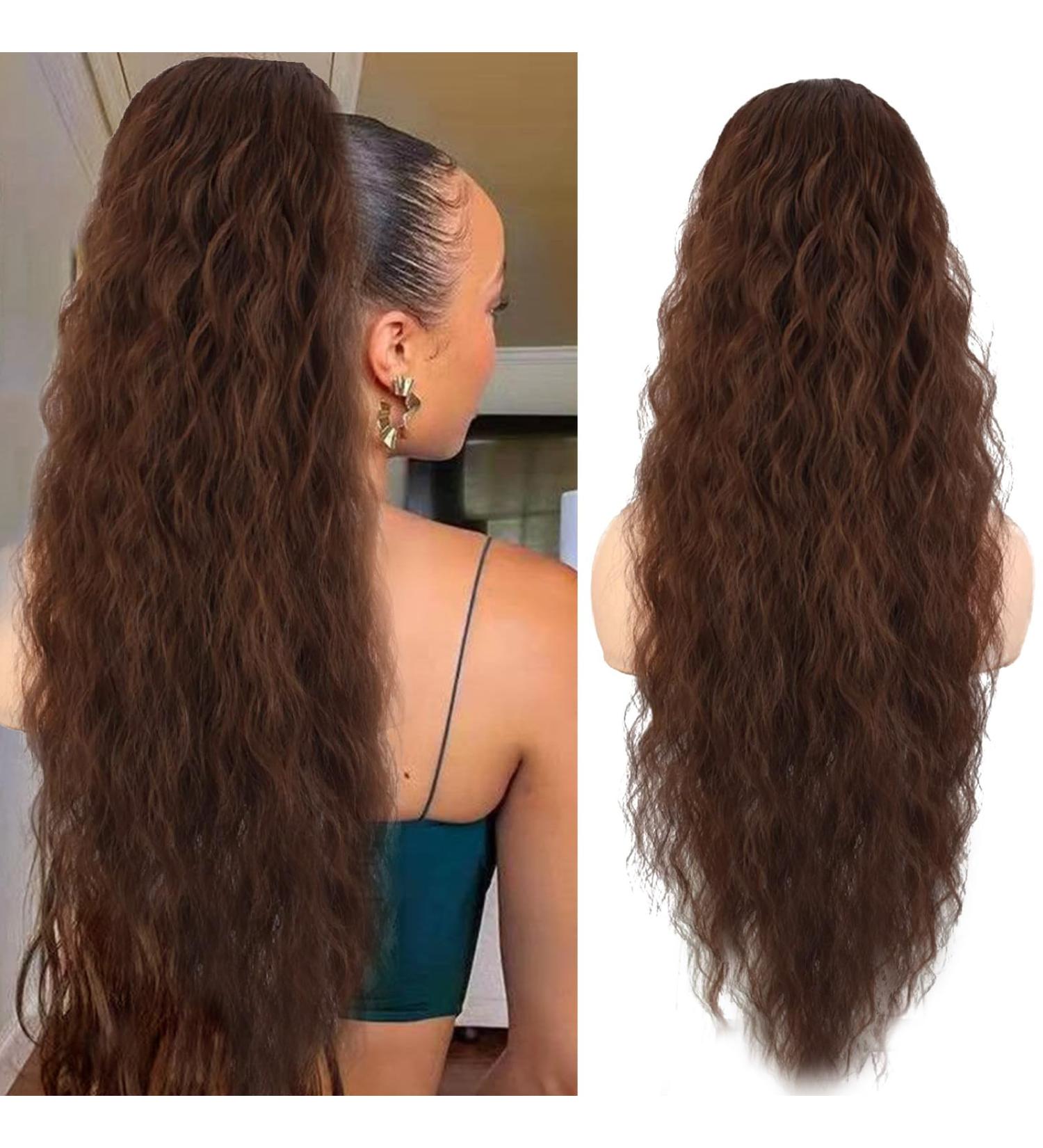 Rich Choices Ponytail Extension 32 Inch Extra Long Curly Hair Extensions Drawstring Ponytail Hair Extensions Afro Pony Tails Extensions Wavy Hairpieces - Medium Brown 32 Inch Medium Brown - Buy Online on GoSupps.com