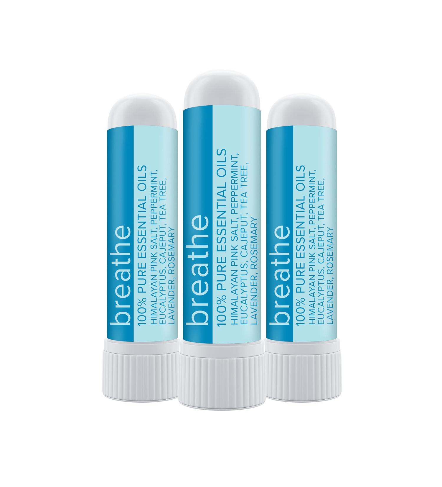 MOXE Breathe Himalayan Salt Inhaler - Clear Congestion, Boost Focus, Improve Breathing | Peppermint, Lavender, Tea Tree Essential Oils | Natural Aromatherapy | 3 Pack - Buy Online on GoSupps.com