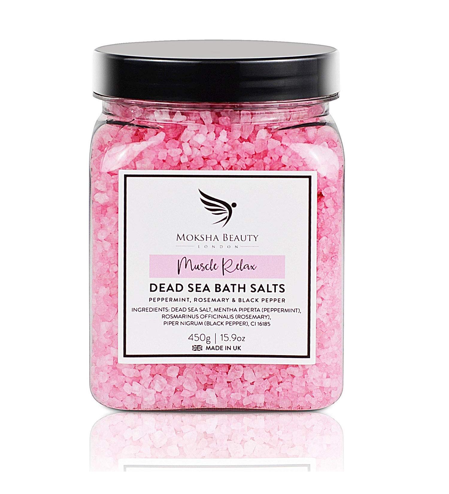 Muscle Pain Relief Bath Salts | Natural Dead Sea Salts | Luxury Detox with Essential Oils | Made in UK | 450g for Women and Men - Buy Online on GoSupps.com
