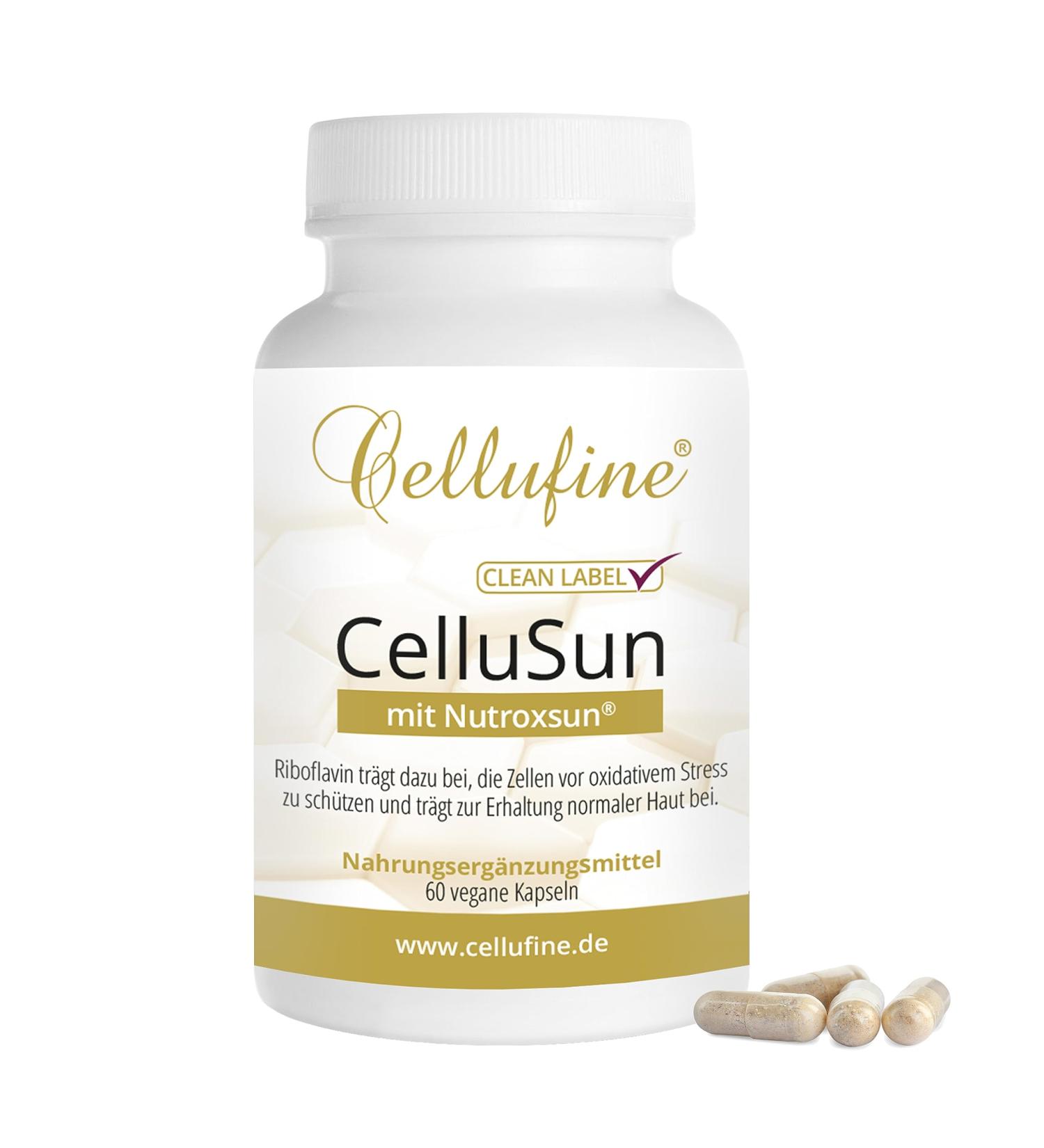 Buy Cellufine Cellusun with Nutroxsun - 60 Vegan Capsules | Skin-Friendly Allergen-Free Gluten-Free Lactose-Free Additive-Free - Buy Online on GoSupps.com