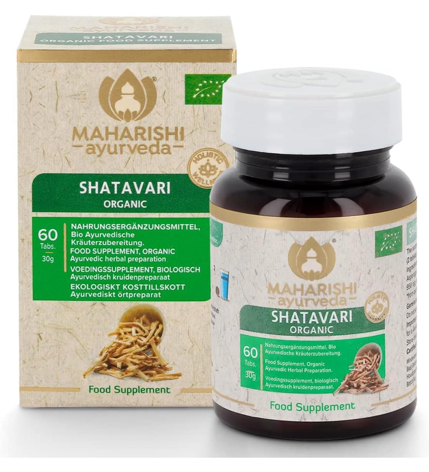 Maharishi Ayurveda Shatavari - Organic High-Dose Vegan Tablets (60) | Non-GMO Indian Spargel for Women's Health - Buy Online on GoSupps.com