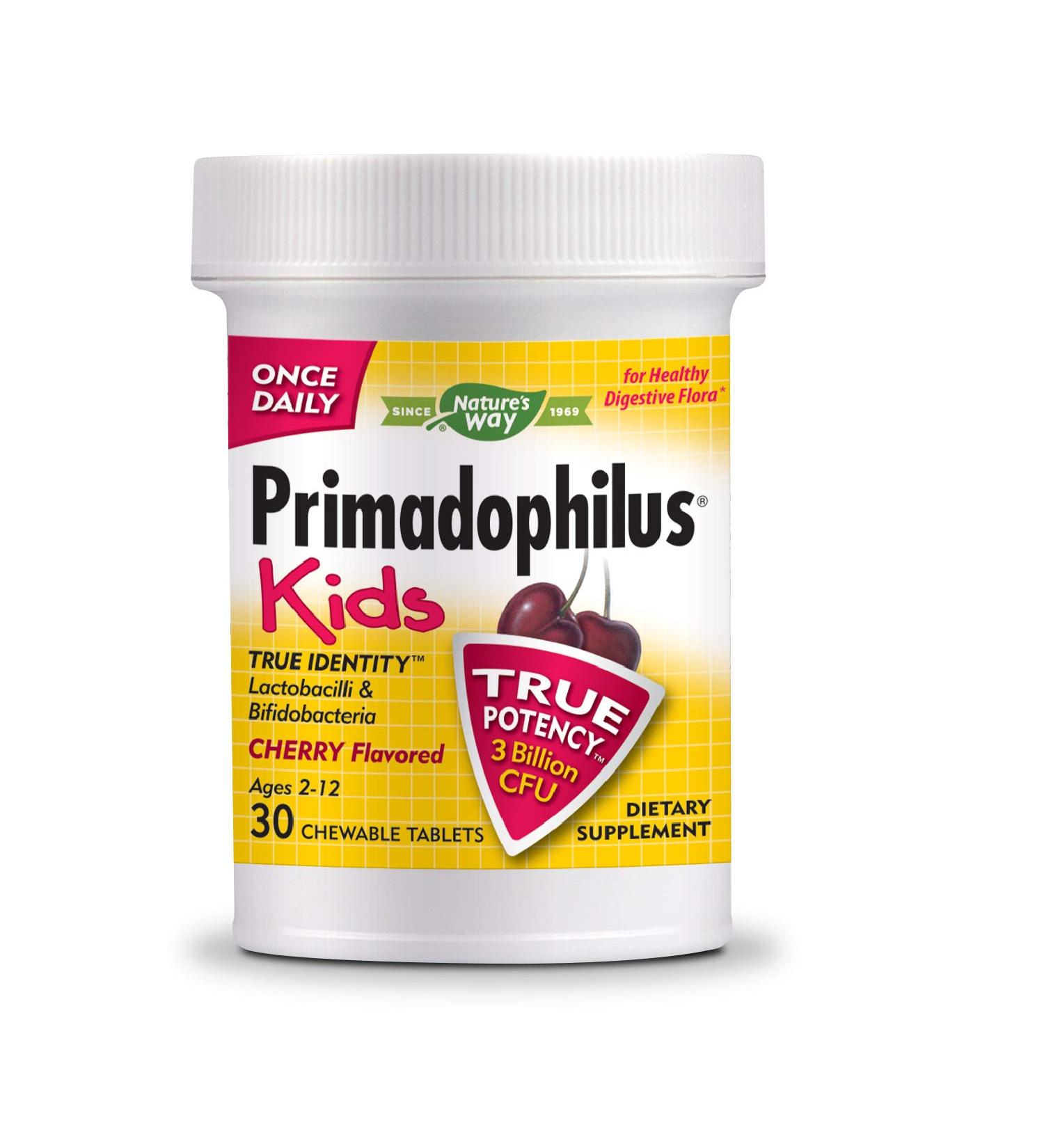 Nature's Way Primadophilus Kids Chewable Probiotics - 3 Billion CFU, Cherry Flavor, 30 Tablets - Buy Online on GoSupps.com