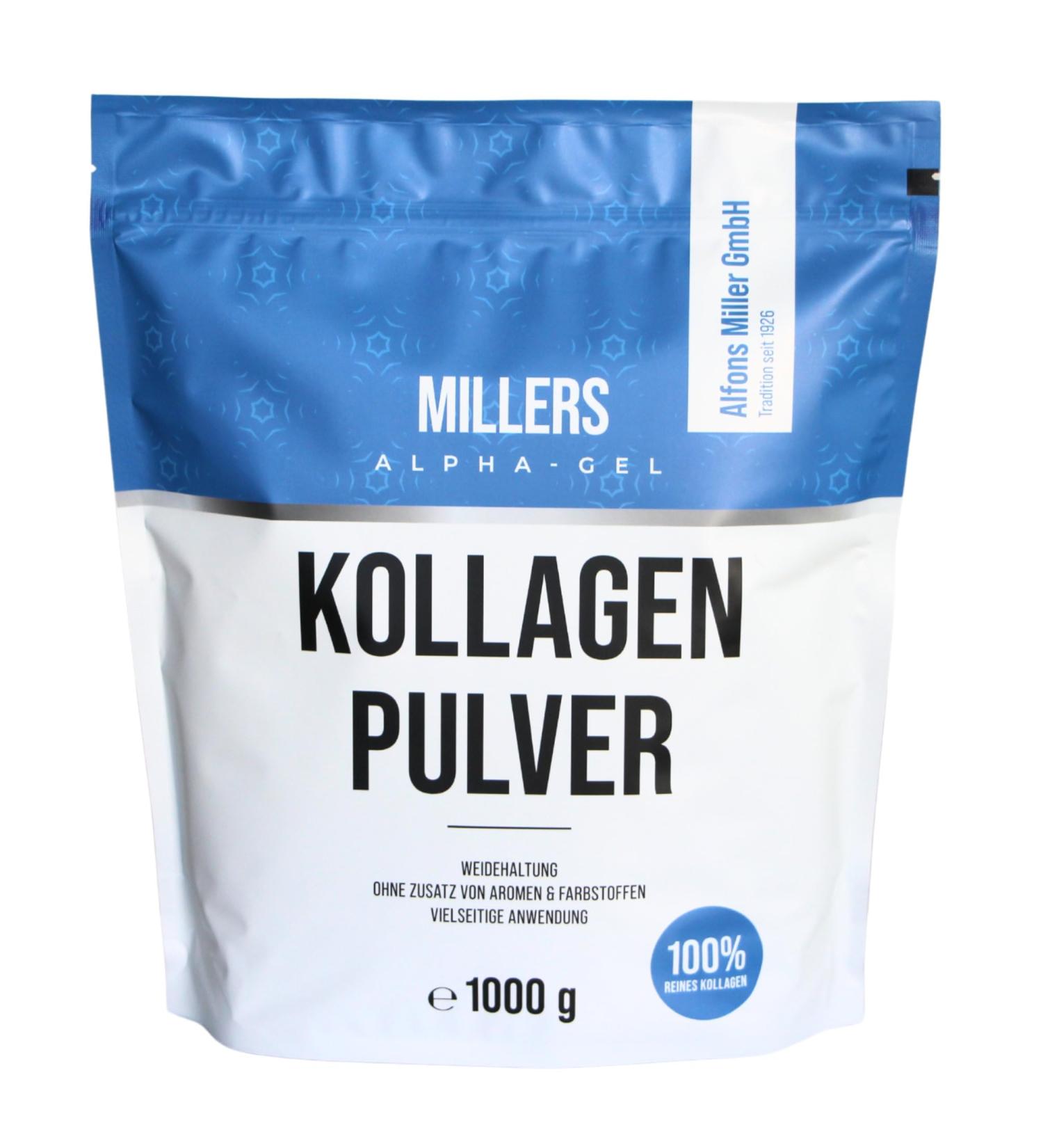 Buy 100% Pure Collagen Powder - Hydrolyzed Peptides Type 1 2 3 | Millers Alpha-Gel 1000g | No Additives | Shipping Worldwide - Buy Online on GoSupps.com