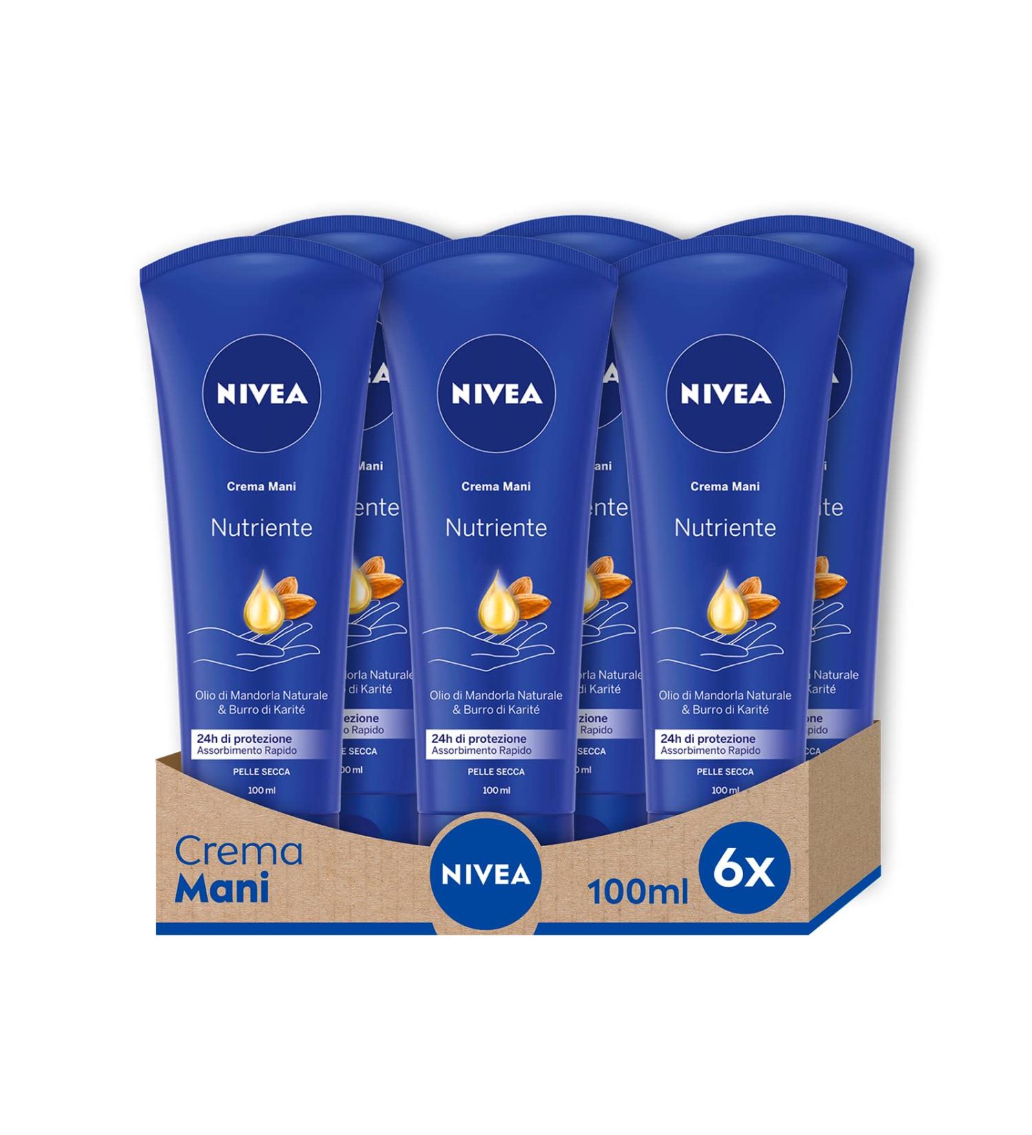 Nivea Nourishing Hand Cream 6 x 100ml - Almond Oil Enriched Moisturizing Formula - Fragrant Hydration for Soft Hands - Buy Online on GoSupps.com