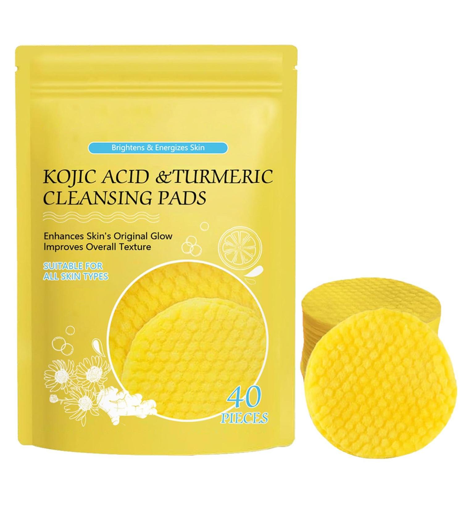 40 Turmeric Kojic Pads | Turmeric Kojic Cleansing Face Pads | Turmeric Kojic Pads Infused Foaming Exfolia-ting Pads Pores Cleaning Exfoliation Face Cleansing Pads - Buy Online on GoSupps.com