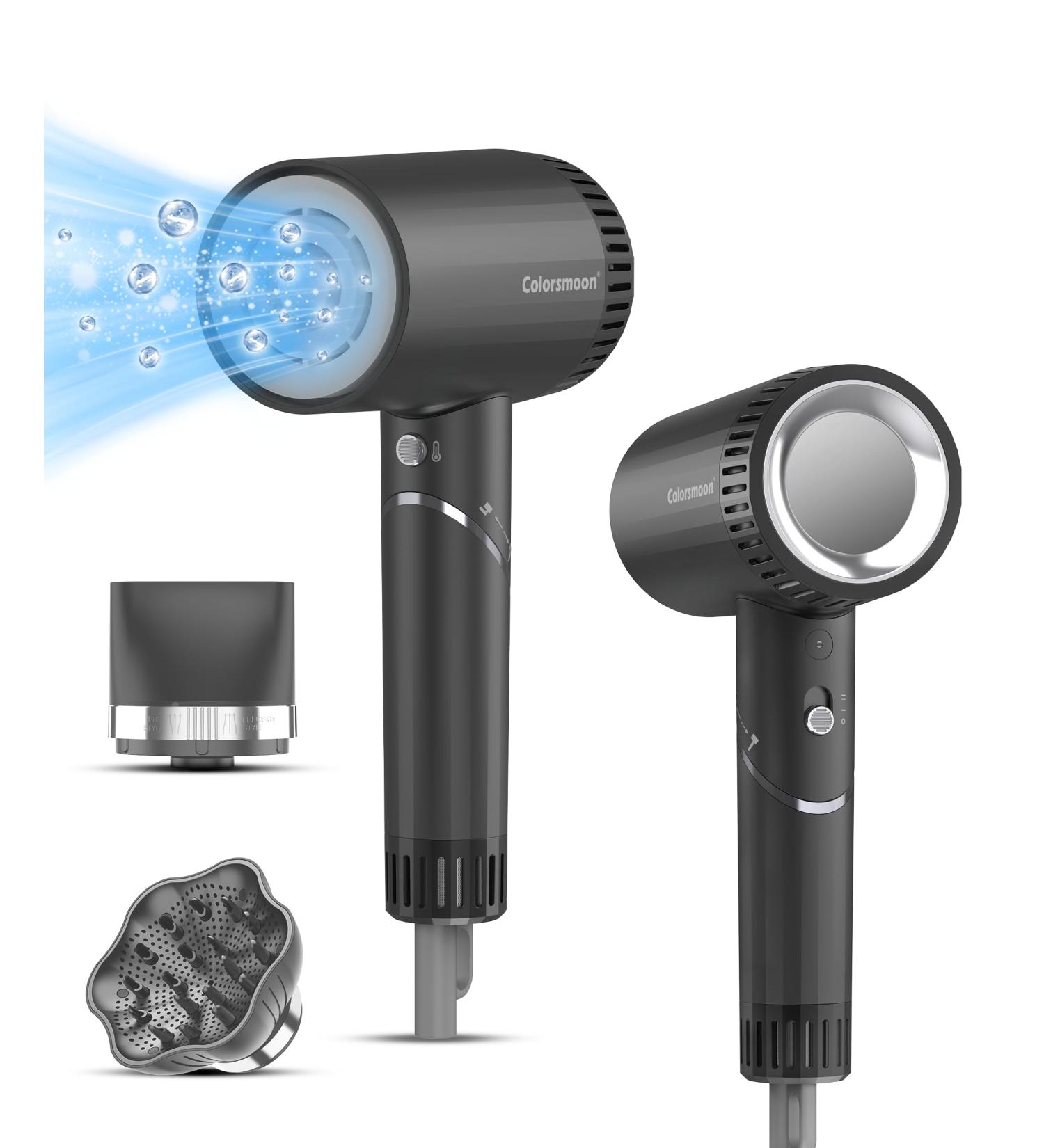 High-Speed Hair Dryer | 100 000 RPM Brushless Motor | Negative Ionic Blow Dryer | Compact & Low Noise | Perfect for Travel & Gifts | Includes Diffuser & Nozzle - Buy Online on GoSupps.com