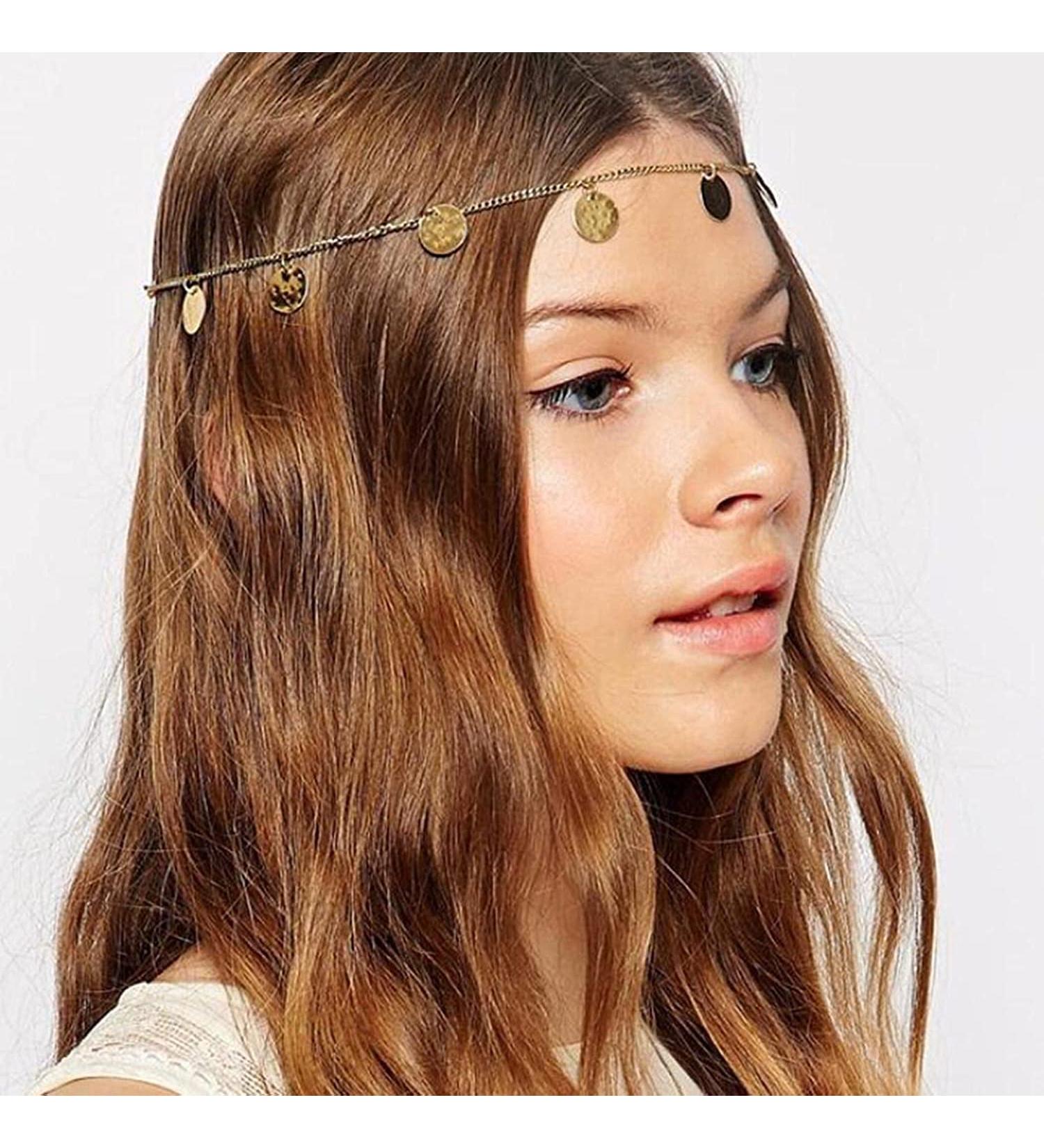 Fashband Boho Tassel Head Chain Sequins Hair Chain Gold Bridal Headpieces for Women and Girls - Buy Online on GoSupps.com