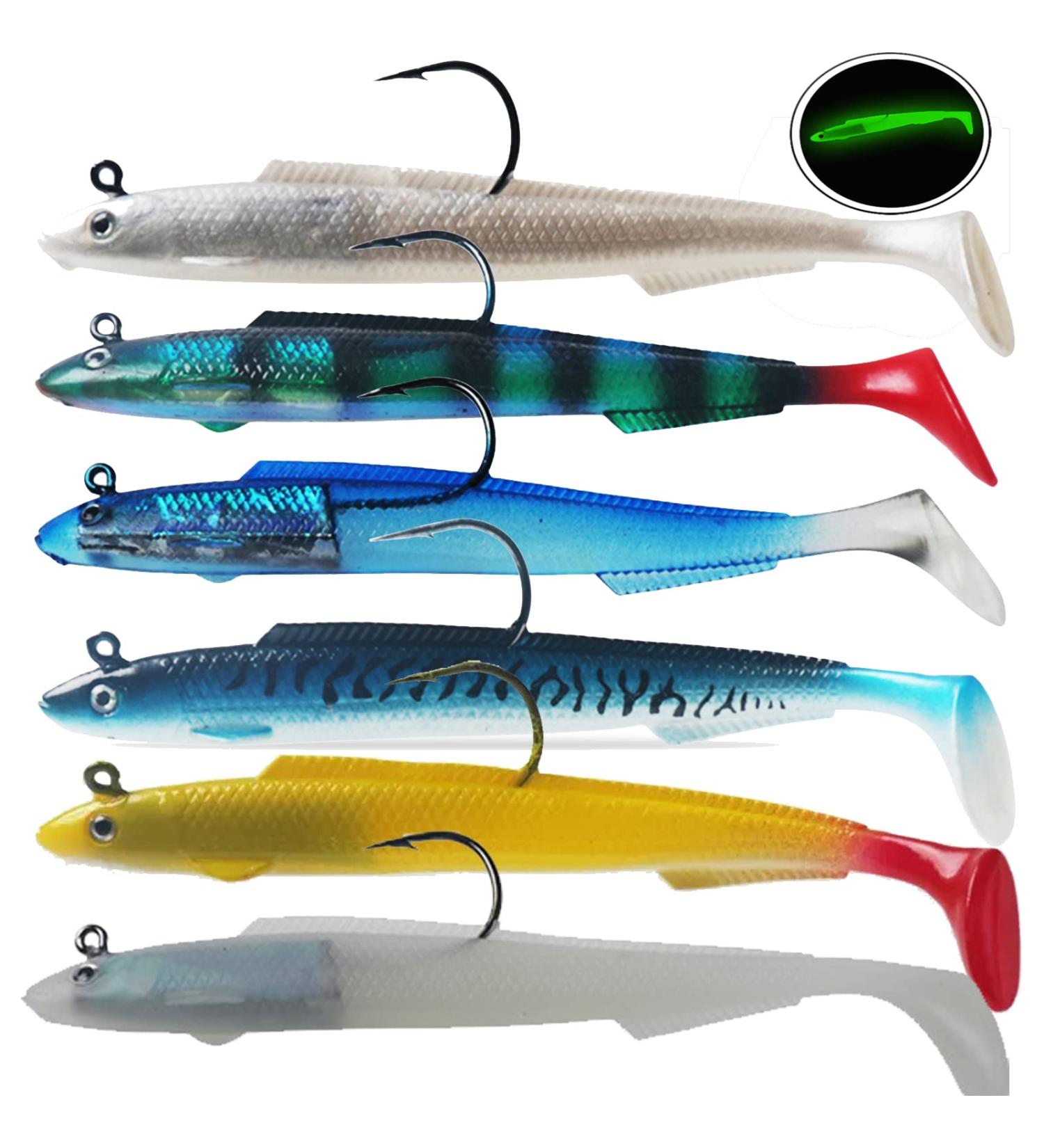 Njord Kalastus Rubber Fish with Jig Head | Selectable Sizes for Zander & Pikeperch - 12cm 15g 13cm 20g 15cm 30g | Predator Fishing Bait Set - 6 Pieces - Buy Online on GoSupps.com