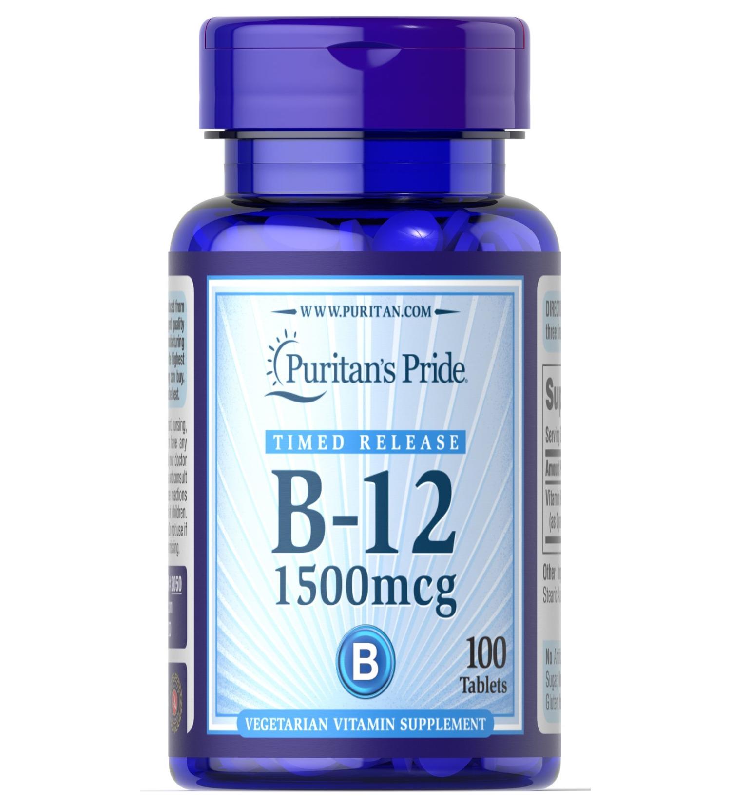 Puritan's Pride Vitamin B-12 1500 mcg Timed Release-100 Tablets