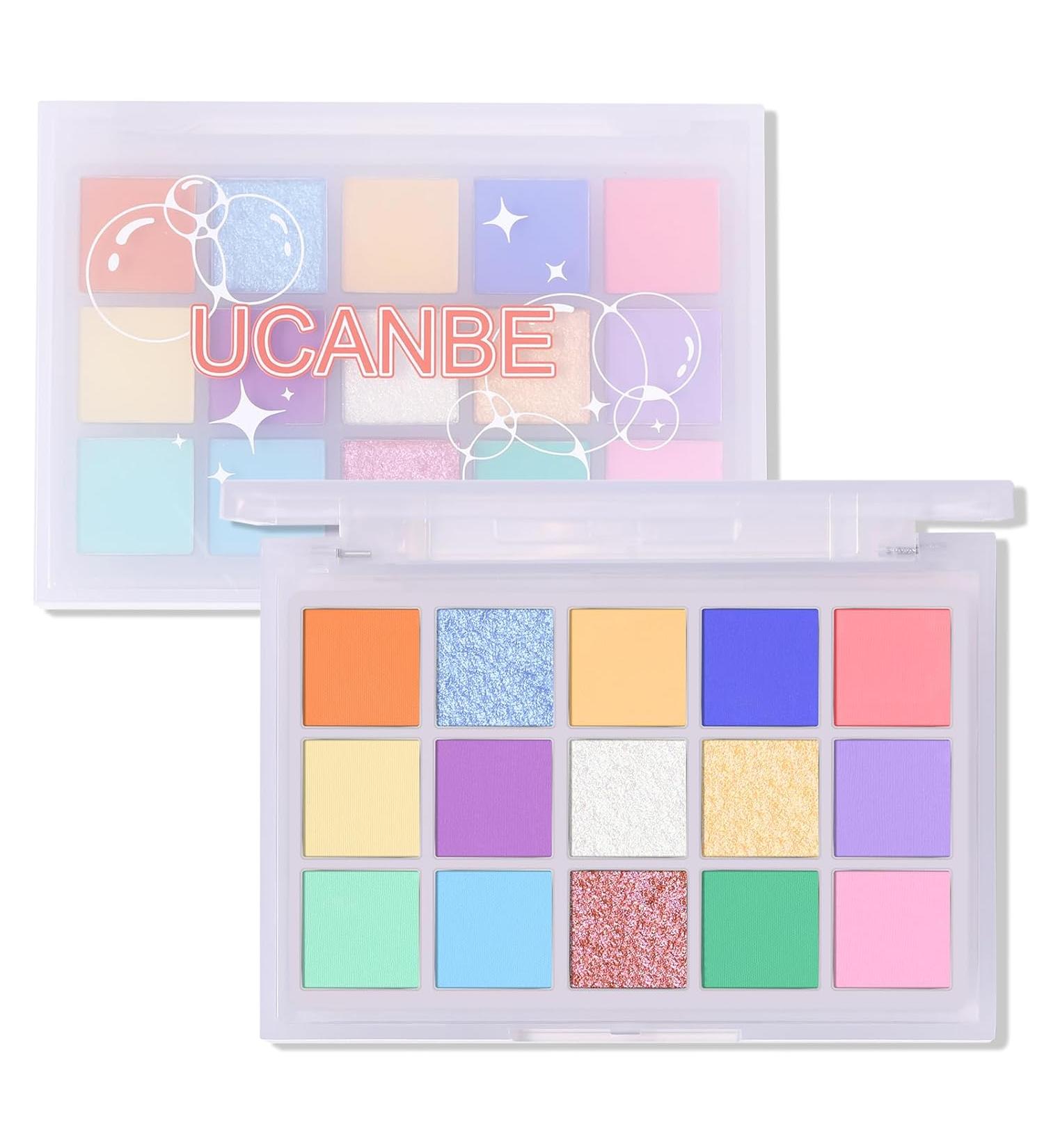 UCANBE Colorful Eyeshadow Palette Vibrant Matte azzling Shimmer & Glitter Duochrome Finishes Highly Pigmented 15 Colors Long-Lasting Pastel Rainbow Eye Makeup Pallet - Seaform Dreams - Buy Online on GoSupps.com