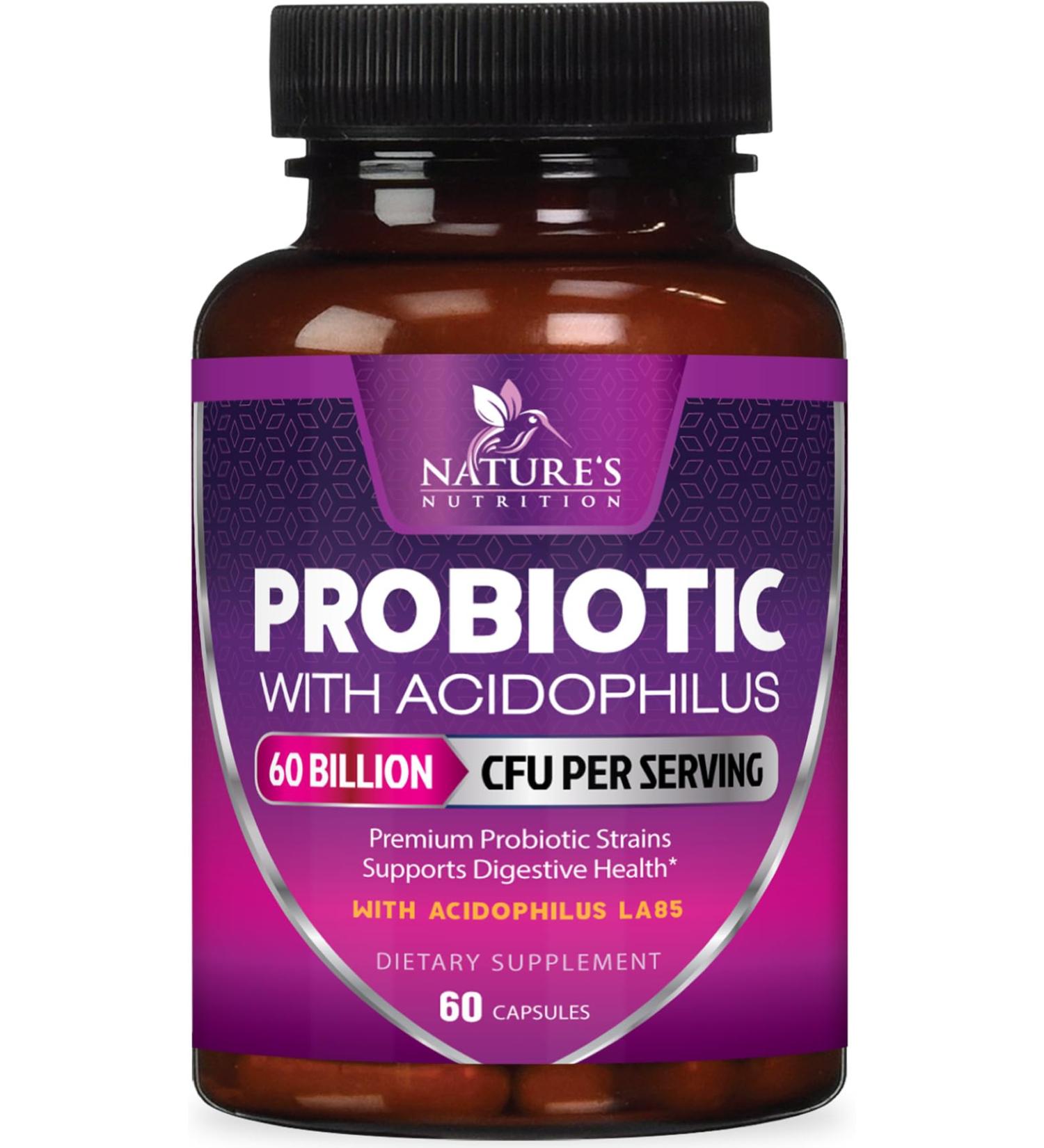 Probiotics 50 Billion CFU per Serving - 10 Strains + Prebiotics - Digestive Health Gut & Immune Support - Supports Occasional Constipation Gas & Bloating for Women & Men Shelf Stable - 60 Capsules 60 Count (Pack of 1) - Buy Online on GoSupps.com