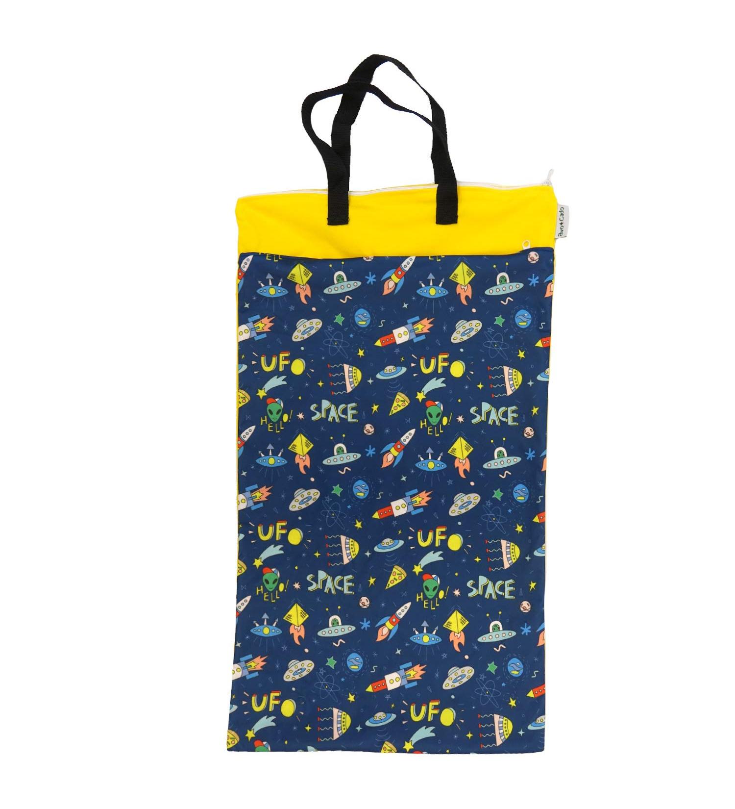 Avo&Cado wet bag Duo (XL) with dry compartment (Ufo/yellow)