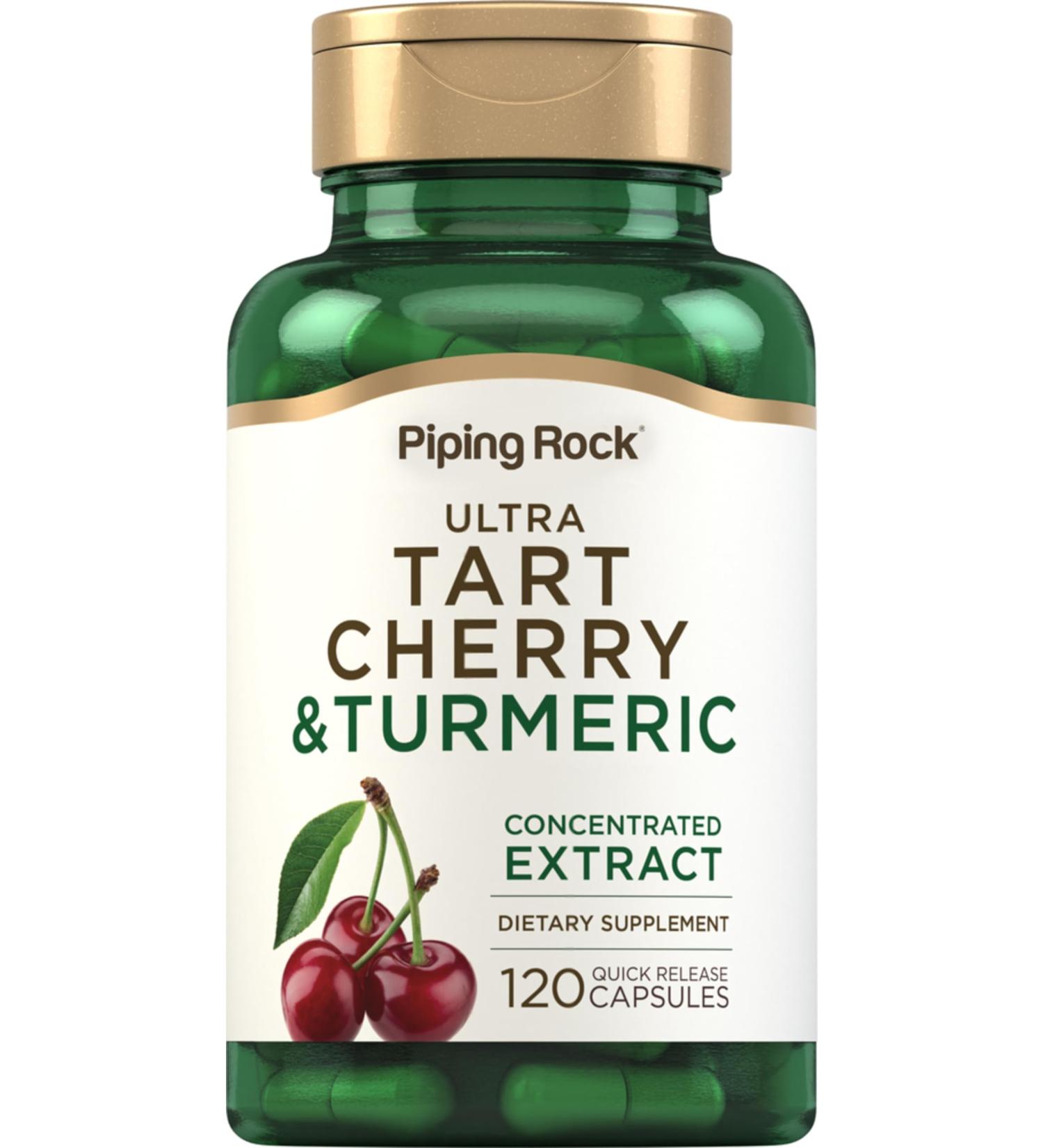 Piping Rock Turmeric and Tart Cherry Capsules | 120 Count | with Black Pepper Extract | Vegetarian Non-GMO Gluten Free Supplement - Buy Online on GoSupps.com