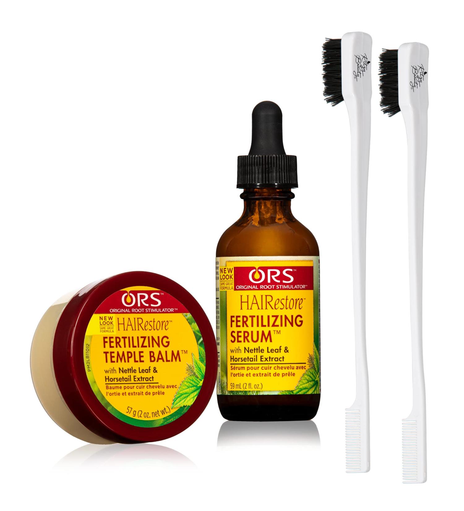 ORS HAIRestore Fertilizing Temple Balm & Hair Serum Bundle with Ritzy Beauty Edge Brushes - Buy Online on GoSupps.com