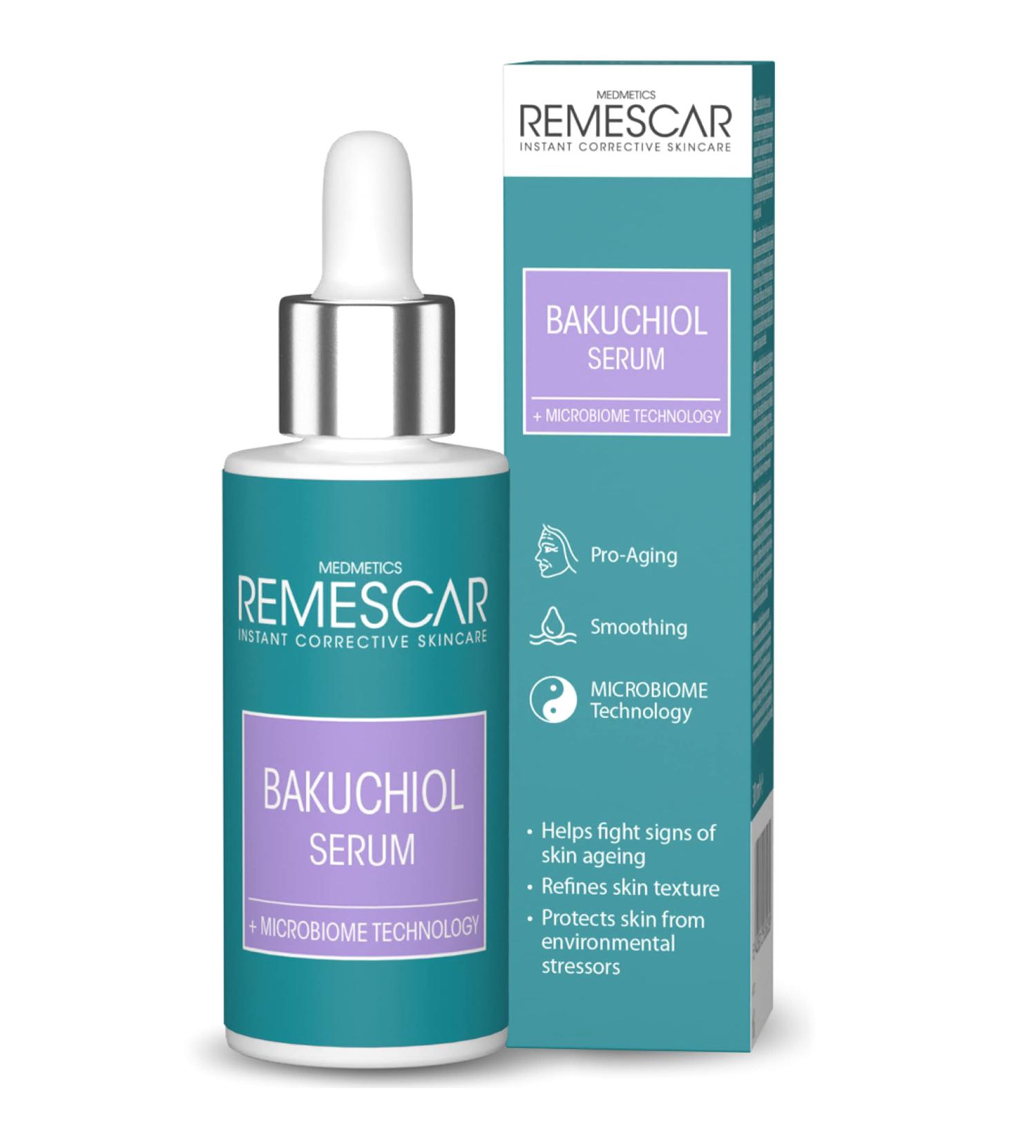 Remescar Bakuchiol Serum 30ml - Reduces Wrinkles and Fine Lines - Protects From Environmental Stressors - Anti Aging Facial Serum - Refines Skin Texture Reduce Wrinkles - Buy Online on GoSupps.com