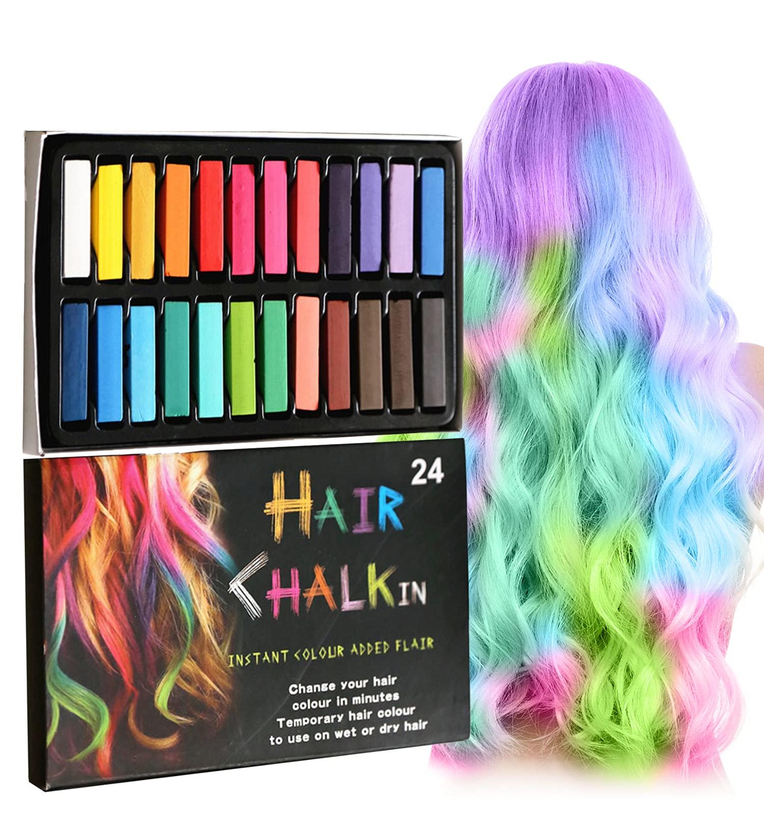 Buy THNKSTAPS 24-Piece Temporary Hair Color Chalk Set for Kids | Washable Hair Dye for Parties Carnival Christmas & Halloween - Buy Online on GoSupps.com