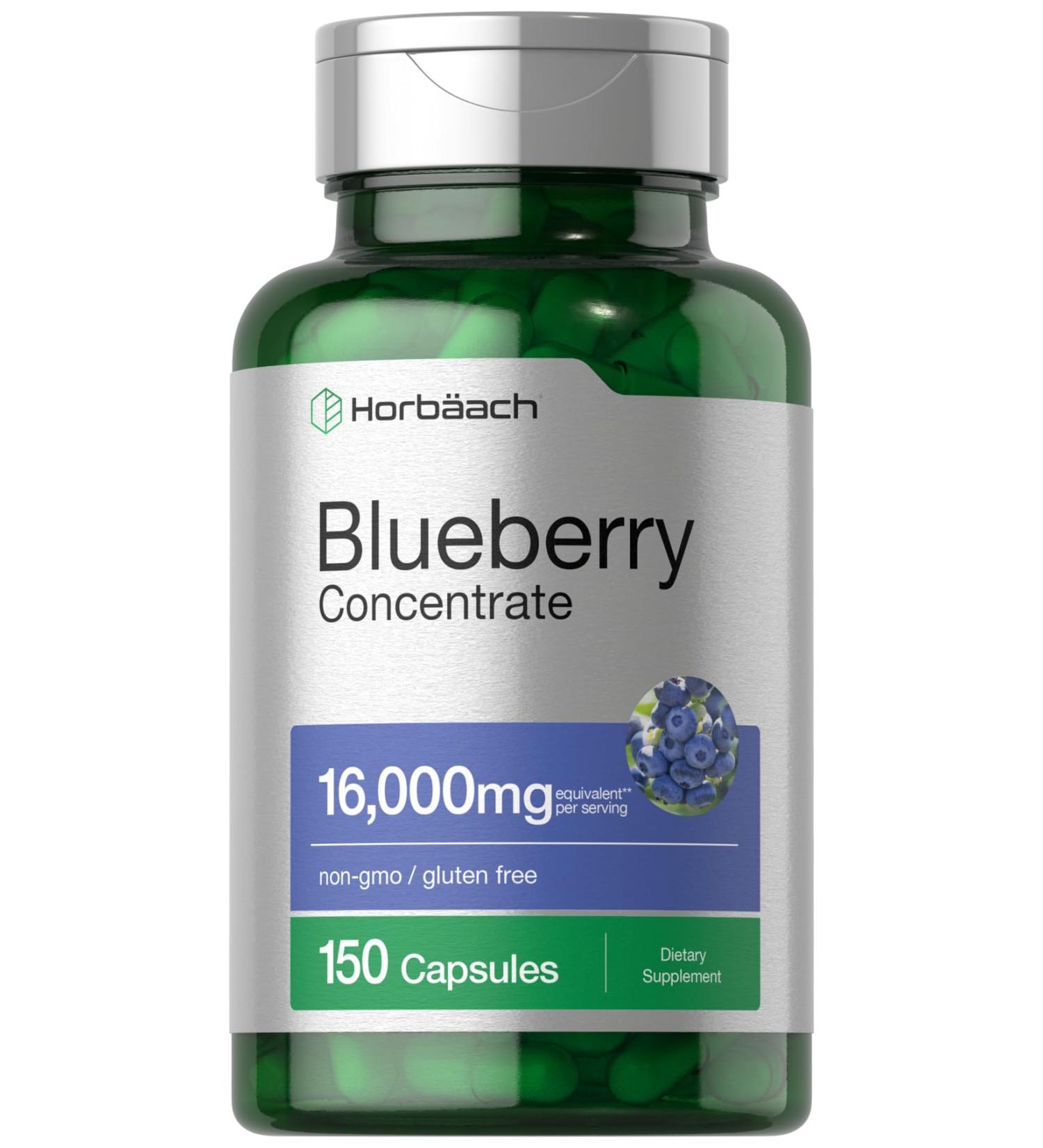 Horb ach Blueberry Extract Supplement | 150 Capsules | Blueberry Concentrate | Non-GMO Gluten Free - Buy Online on GoSupps.com