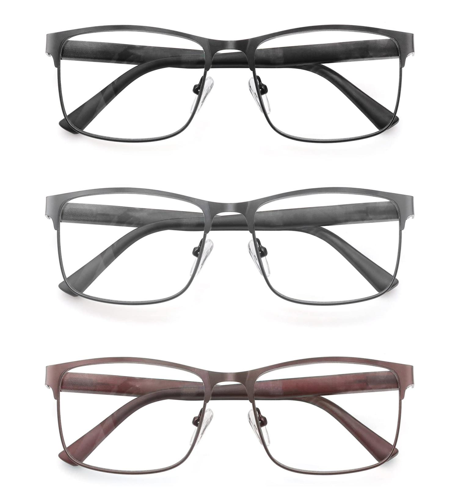 Shop HEEYYOK Men's Blue Light Blocking Reading Glasses - Metal Frame UV Protection 2.0 Diopters 4 Colors - Buy Online on GoSupps.com