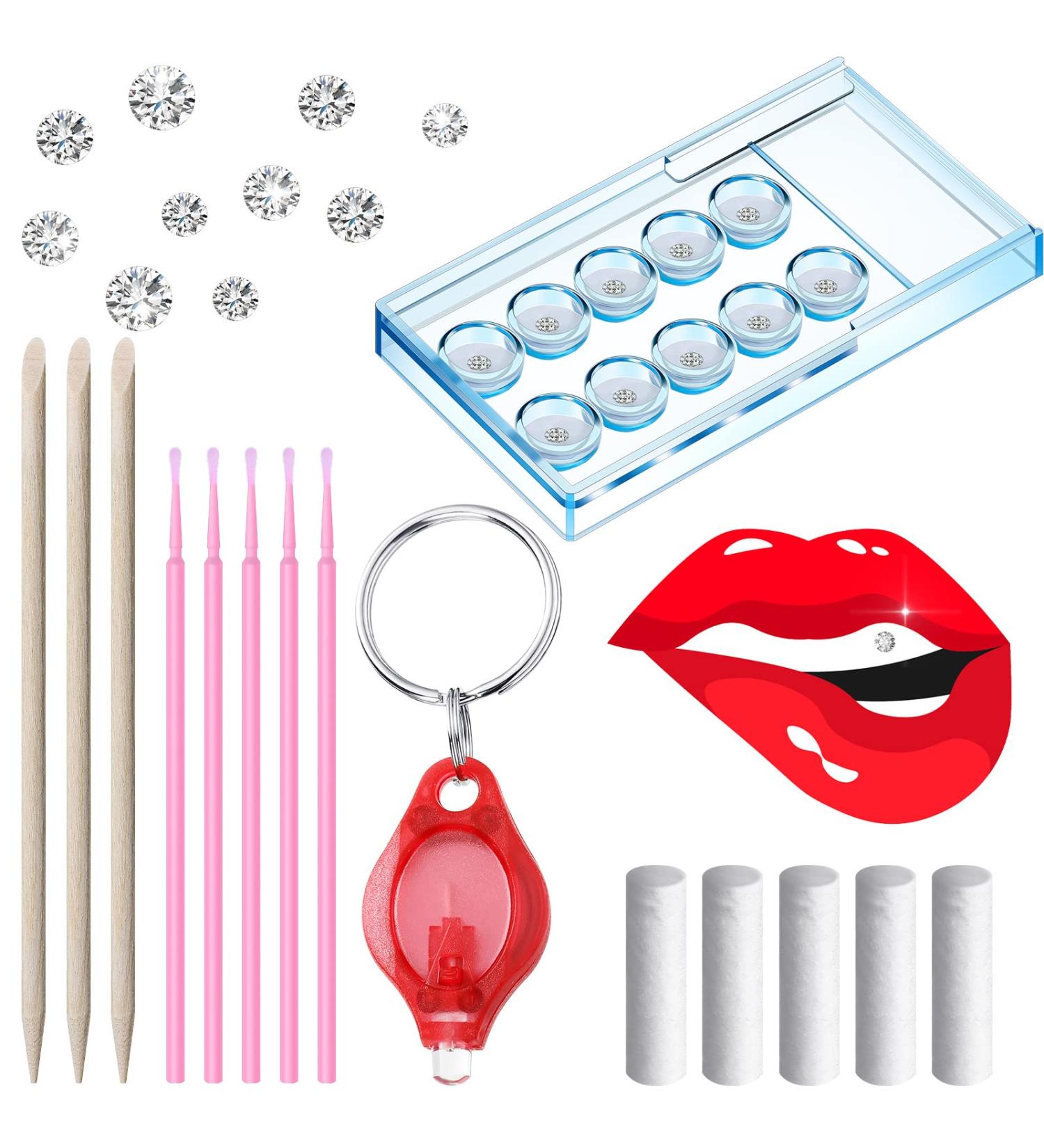 25 Piece Tooth Gem Kit Fashionable Round Style White Tooth Jewelry Set with Removable Artificial Crystal Ornaments Reflective Teeth Decoration
