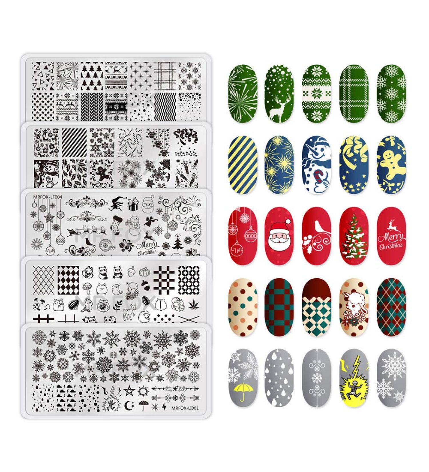 MRFOX Christmas Snow & Lightning Nail Art Stamp Board Set - DIY Stamping Template - Buy Online on GoSupps.com