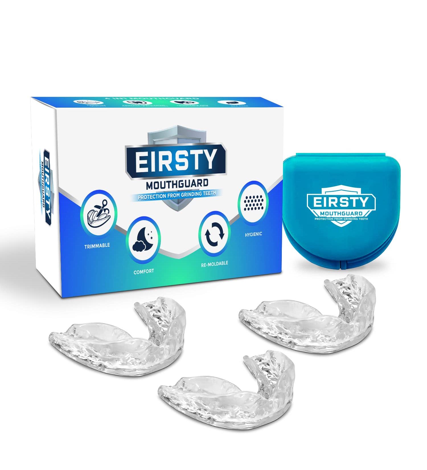 EIRSTY Moldable Mouth Guards - Pack of 3 for Teeth Grinding, Bruxism, Clenching, Sports - One Size Fits All - Whitening Tray Included - Buy Online on GoSupps.com