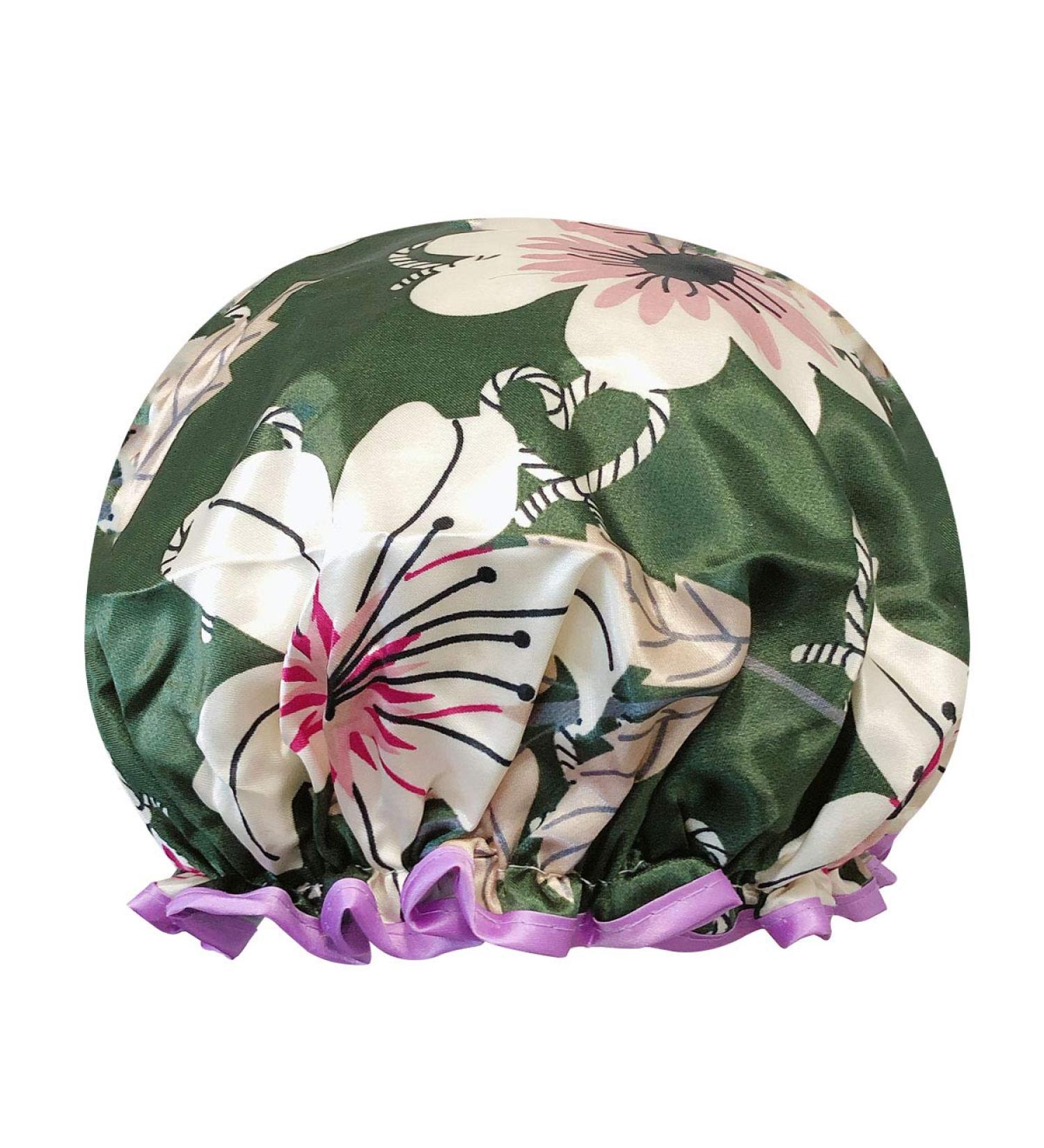 allydrew Wild Side Waterproof Shower Cap for Long Hair - Lilies Green - O/S - Buy Online on GoSupps.com